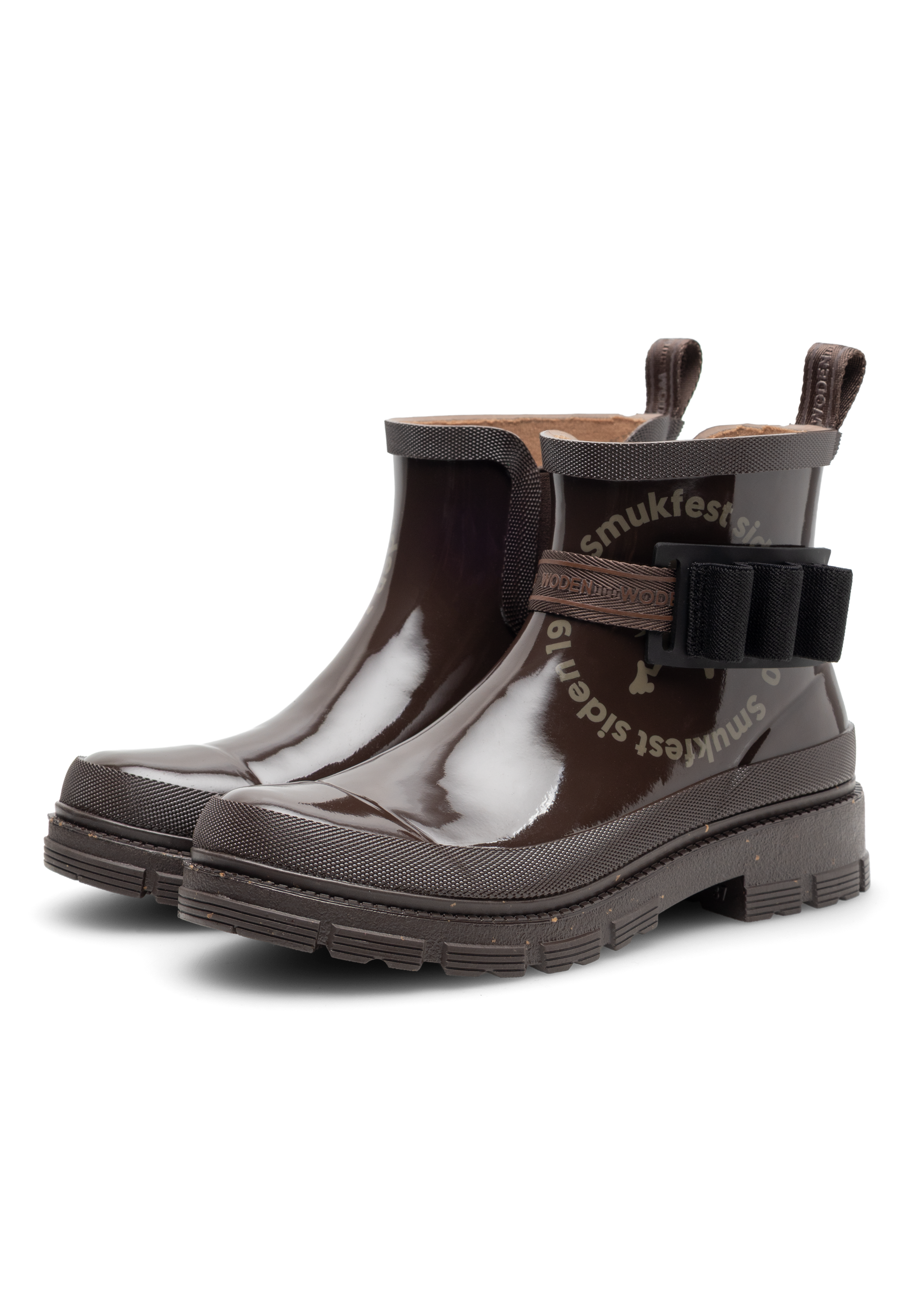 WODEN Alison Glossy Smuk Rubber Boots 063 Chocolate