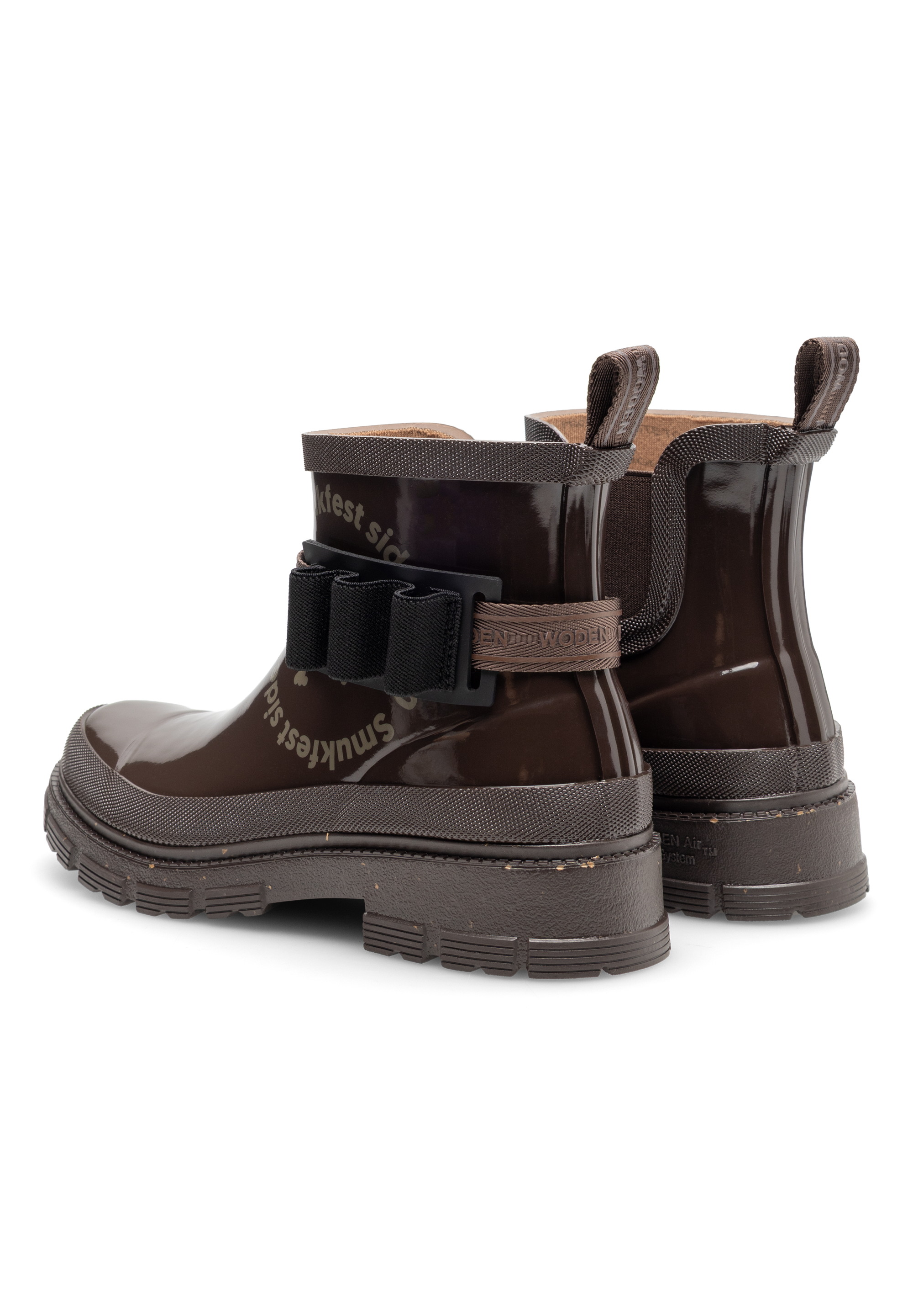 WODEN Alison Glossy Smuk Rubber Boots 063 Chocolate