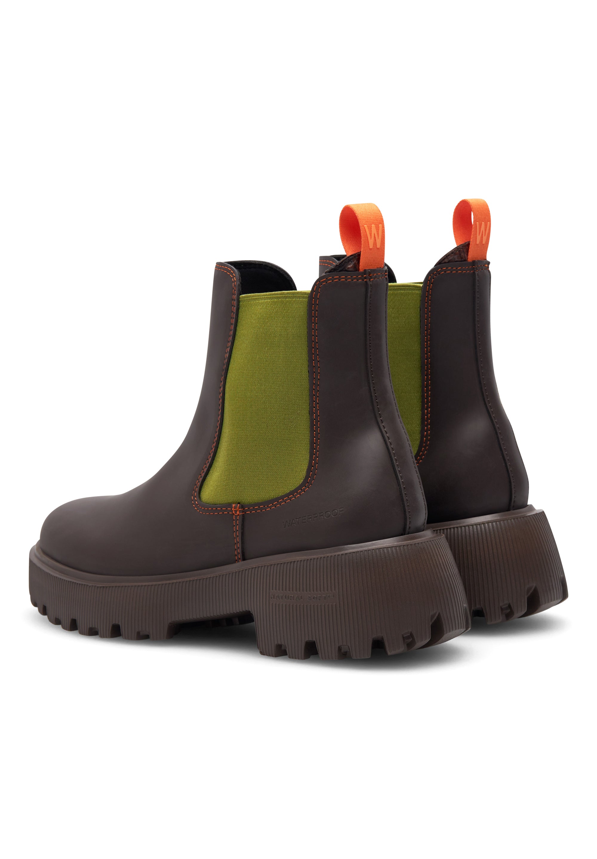 WODEN Aya Waterproof Rubber Boots 287 Chocolate/Bambus Green