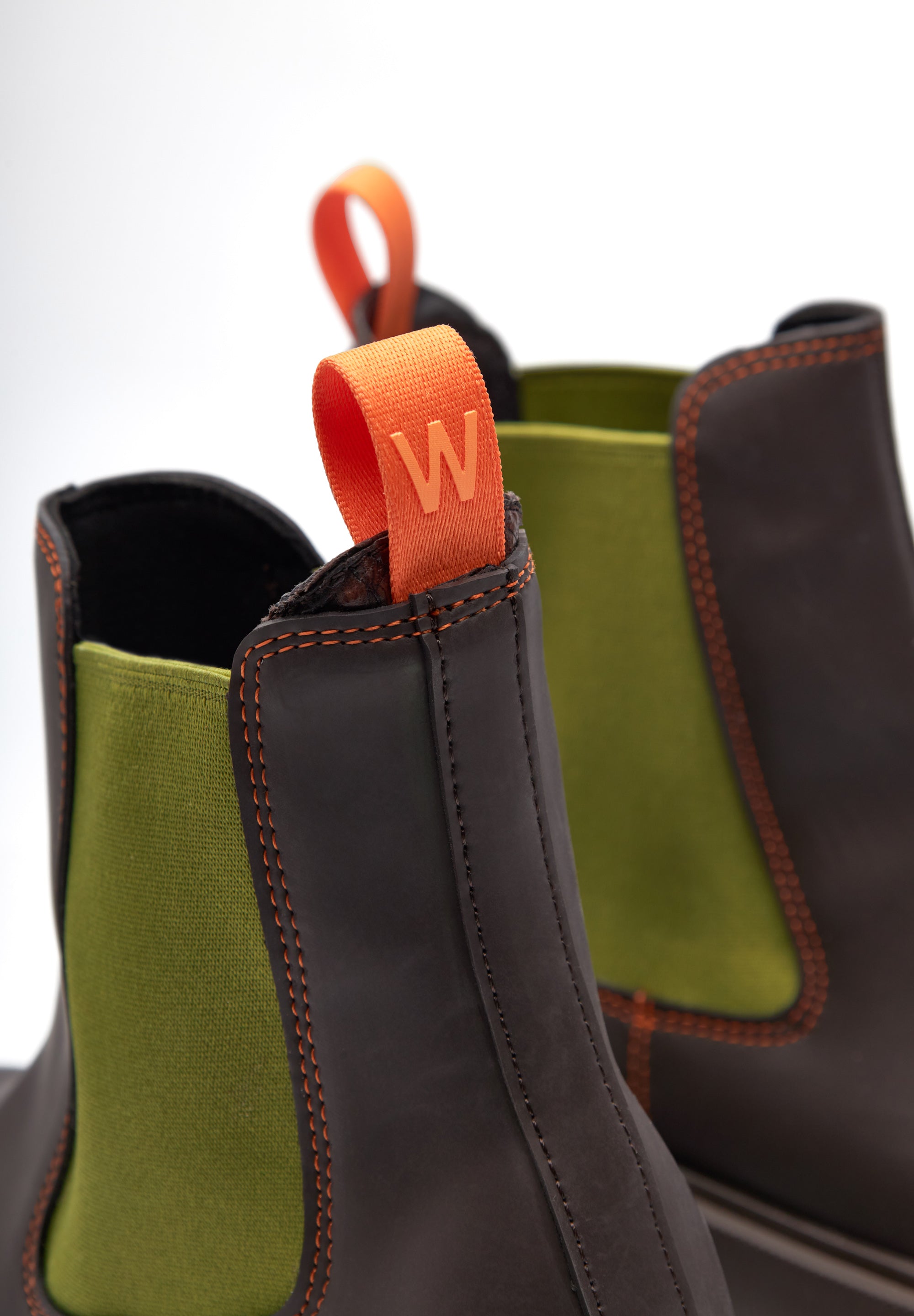 WODEN Aya Waterproof Rubber Boots 287 Chocolate/Bambus Green