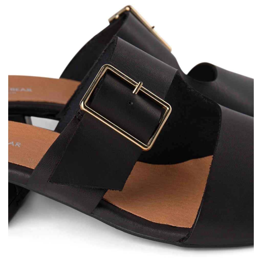 SHOE THE BEAR WOMENS Cala Buckle Mule Heeled Sandals 110 BLACK