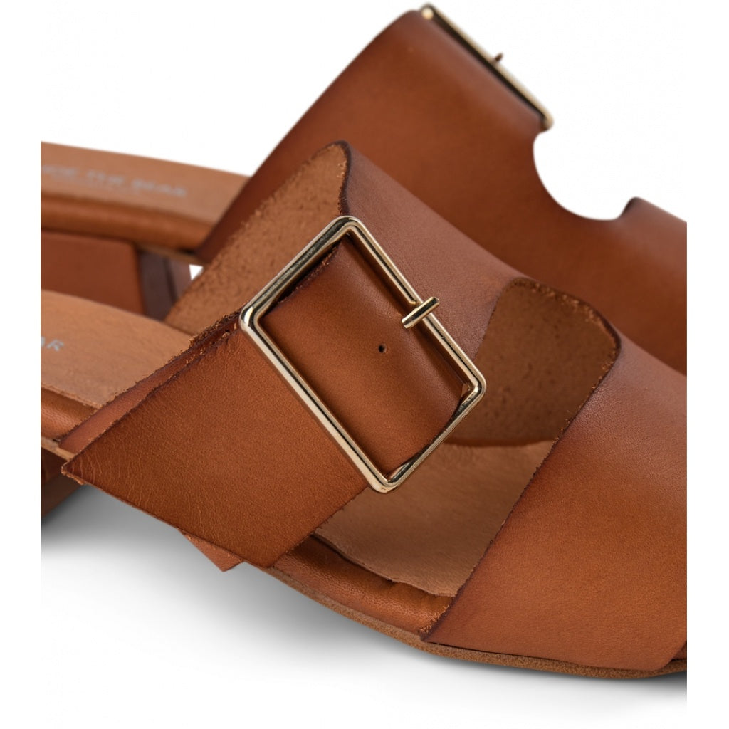 SHOE THE BEAR WOMENS Cala Buckle Mule Heeled Sandals 135 TAN