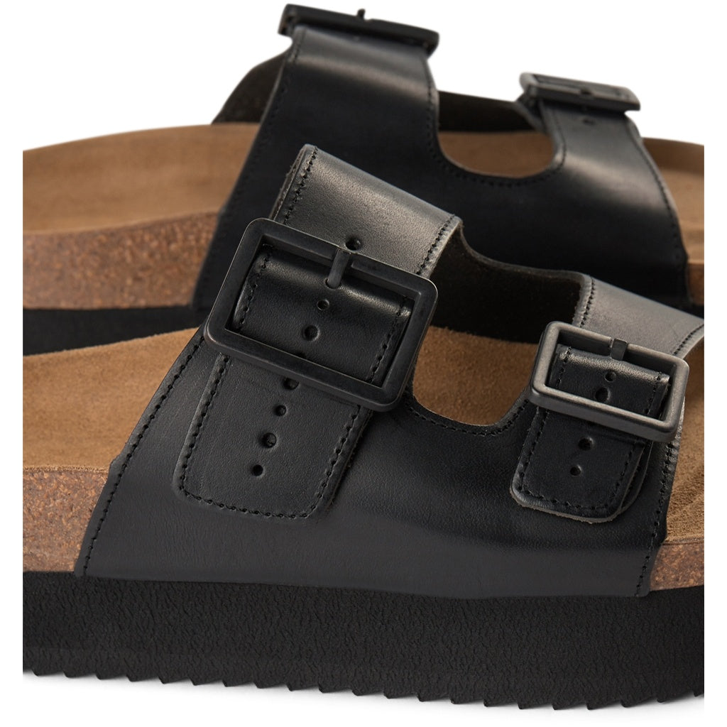 SHOE THE BEAR WOMENS Cara Platform Slip-in Flat Sandals 110 BLACK