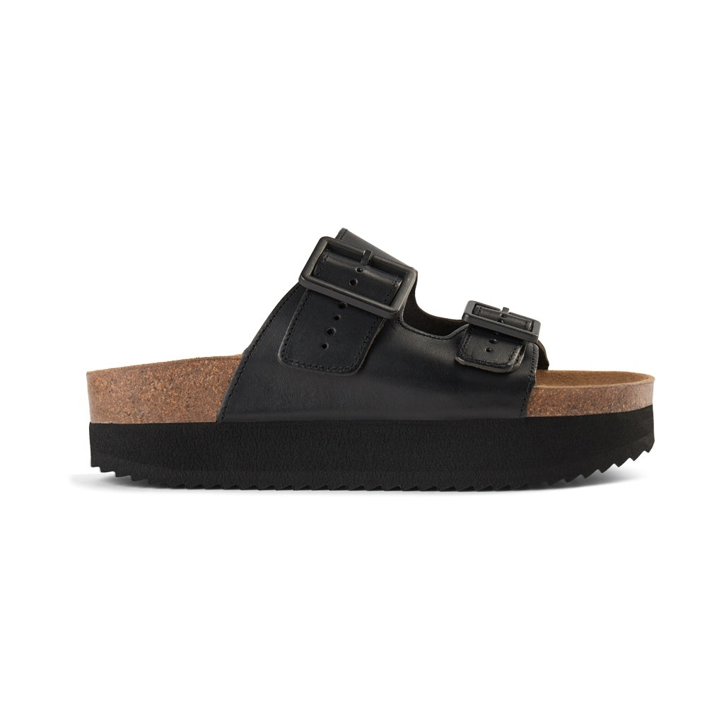 SHOE THE BEAR WOMENS Cara Platform Slip-in Flat Sandals 110 BLACK