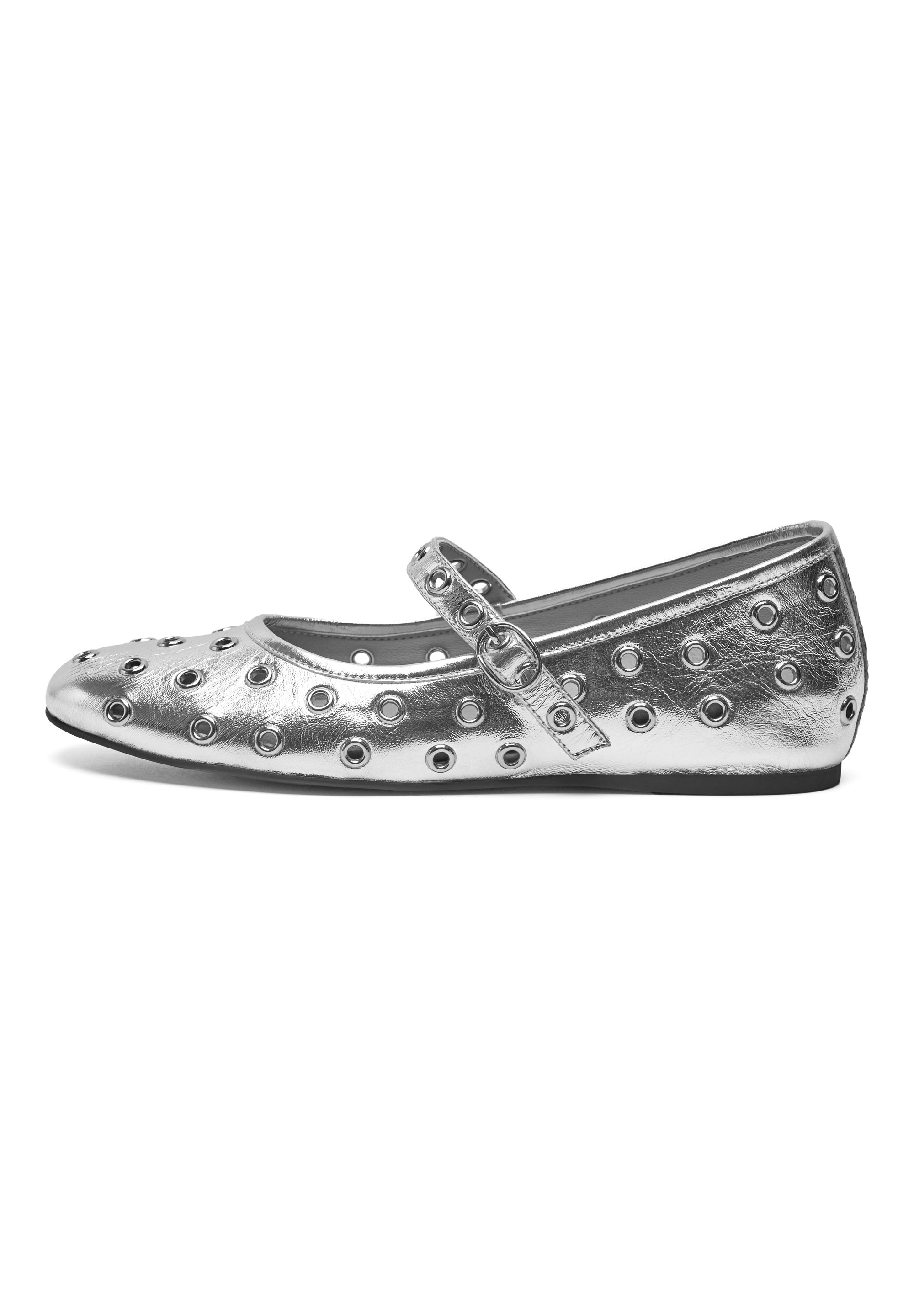 WODEN STB WOMENS Cristel Metallic Ballerina 039 Silver