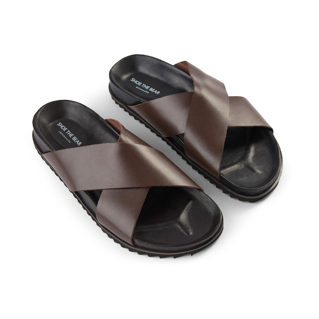 SHOE THE BEAR MENS Cross Sandal Flat Sandals 130 BROWN