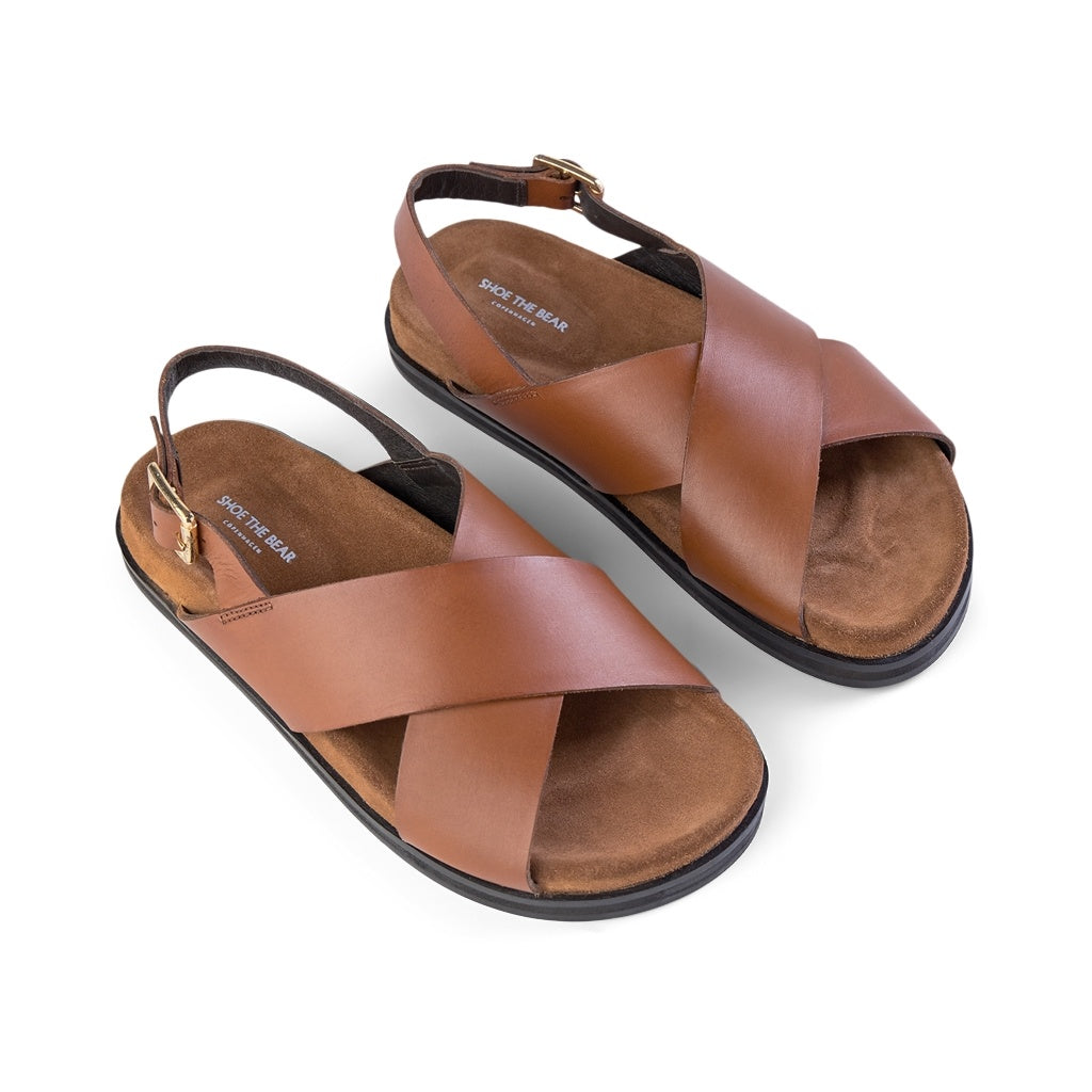 SHOE THE BEAR MENS Famara Cross Sandal Flat Sandals 132 COGNAC