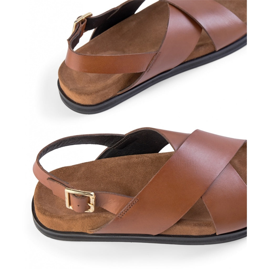 SHOE THE BEAR MENS Famara Cross Sandal Flat Sandals 132 COGNAC