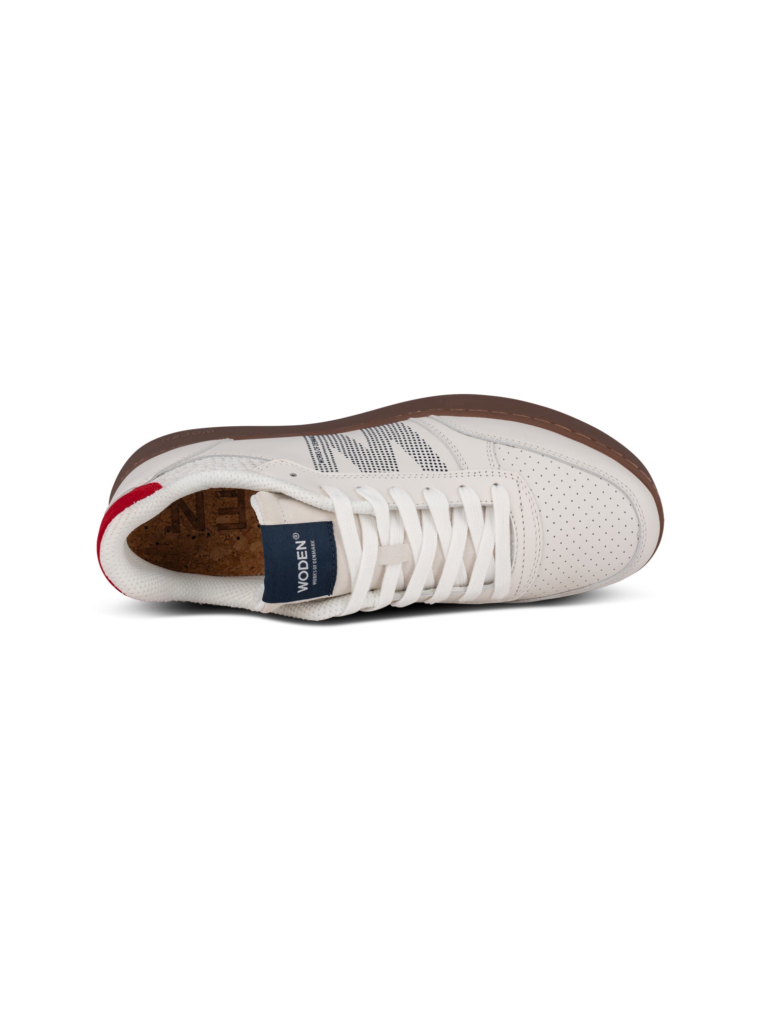 WODEN MENS Frode Leather Sneakers 413 Fire Red/Navy