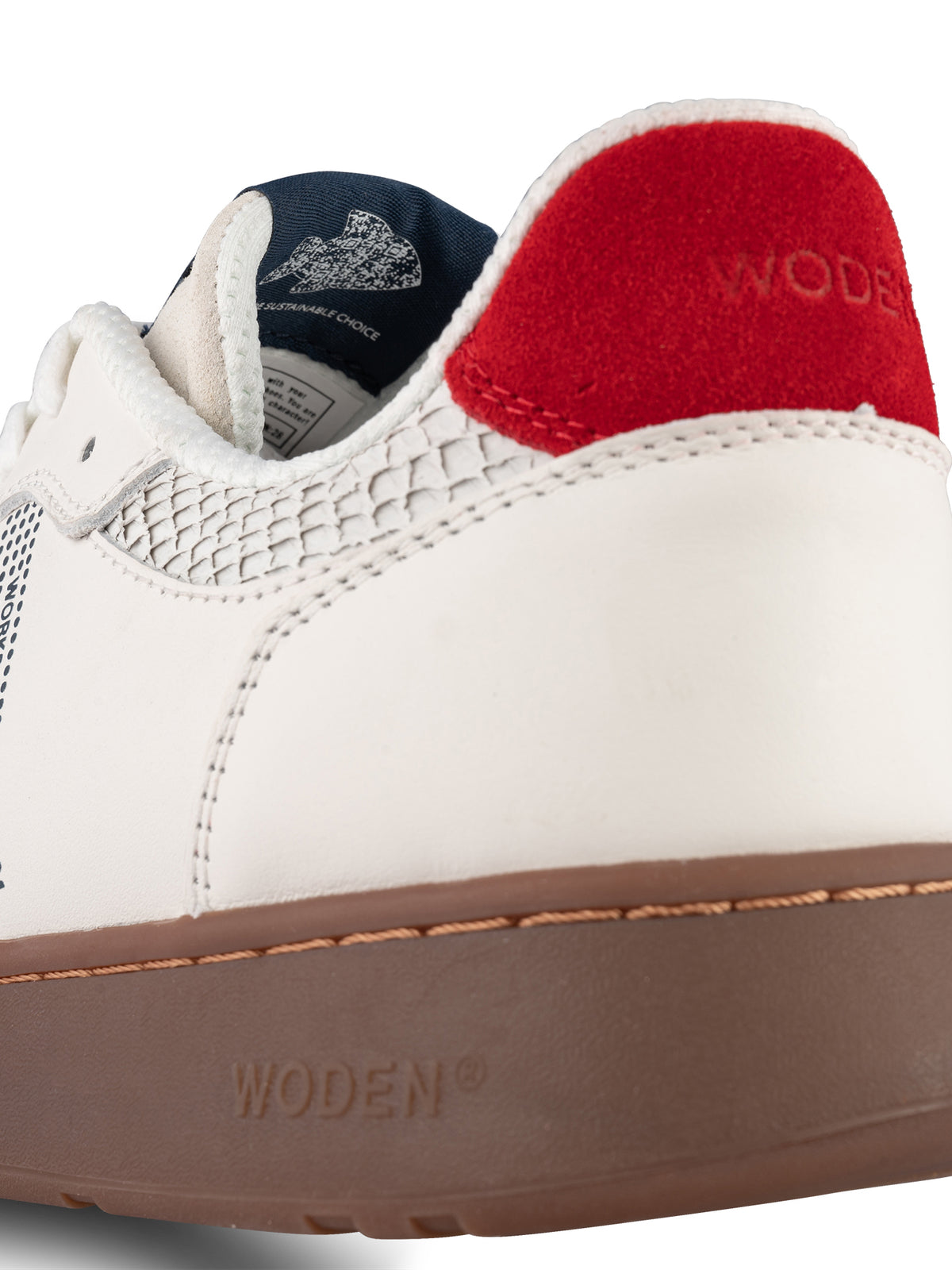 WODEN MENS Frode Leather Sneakers 413 Fire Red/Navy