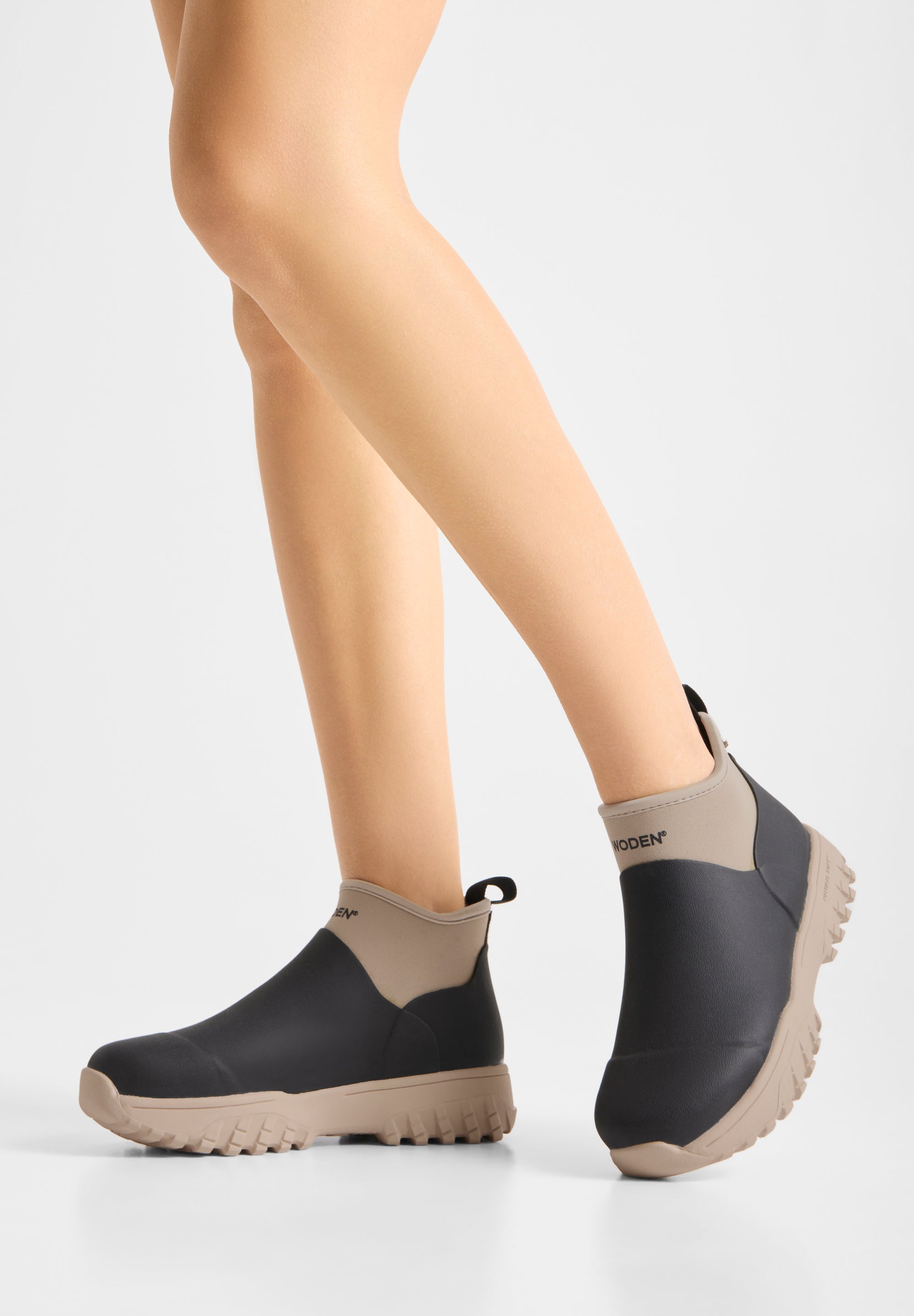 WODEN Irene Waterproof Rubber Boots 864 Black/Coffee Cream