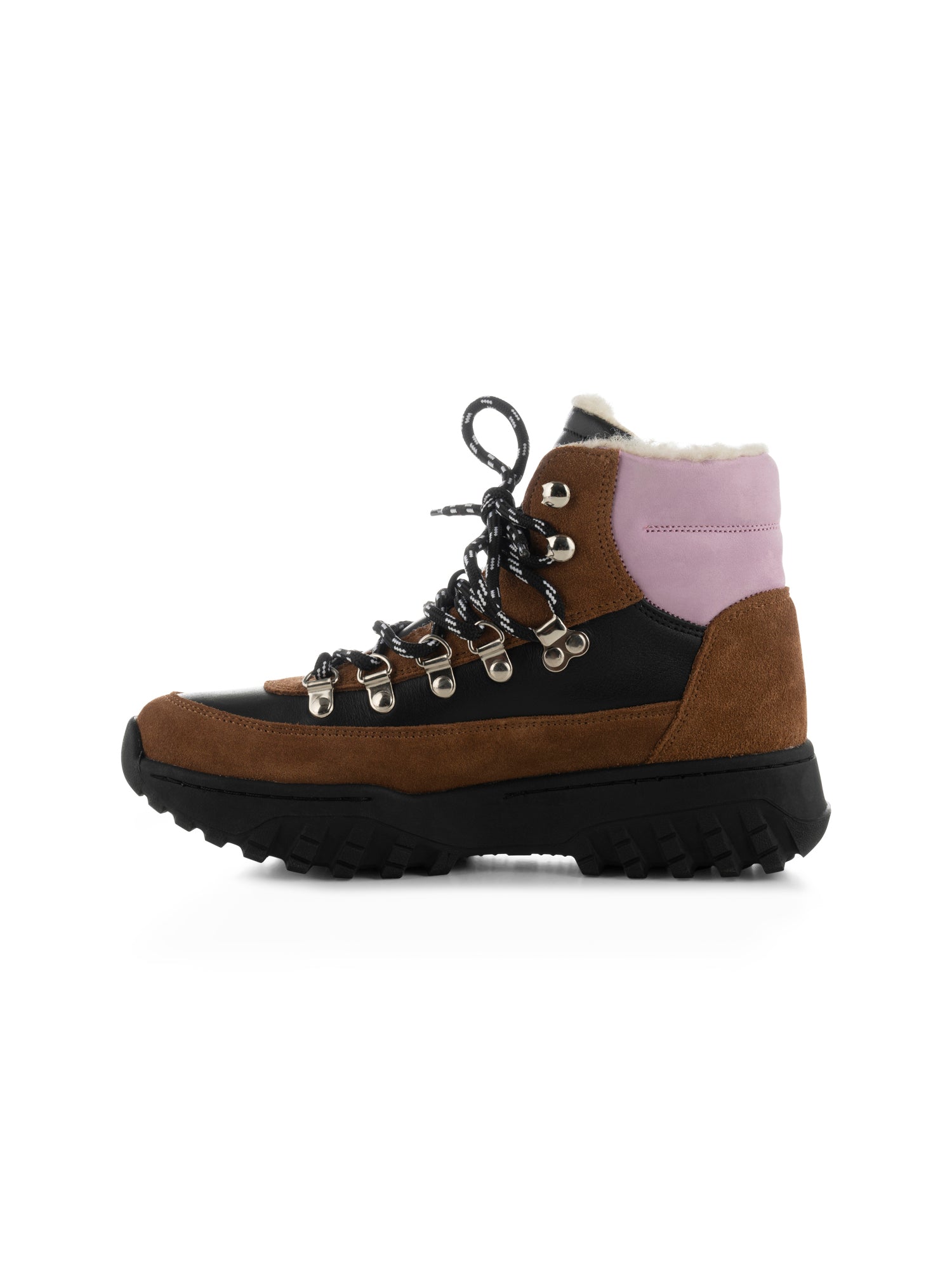 WODEN Iris Track Leather Suede Boots 163 Black/Brown