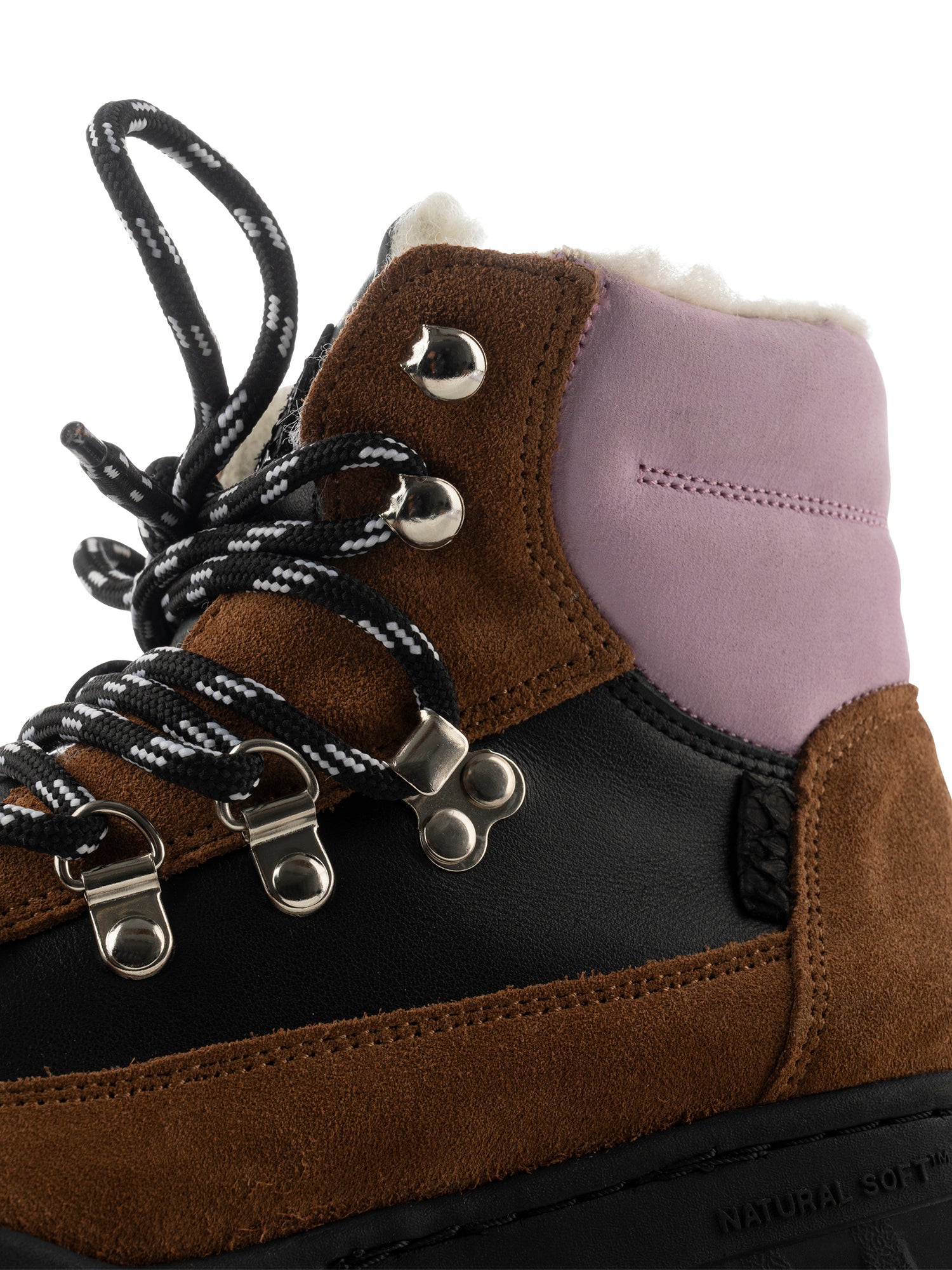 WODEN Iris Track Leather Suede Boots 163 Black/Brown