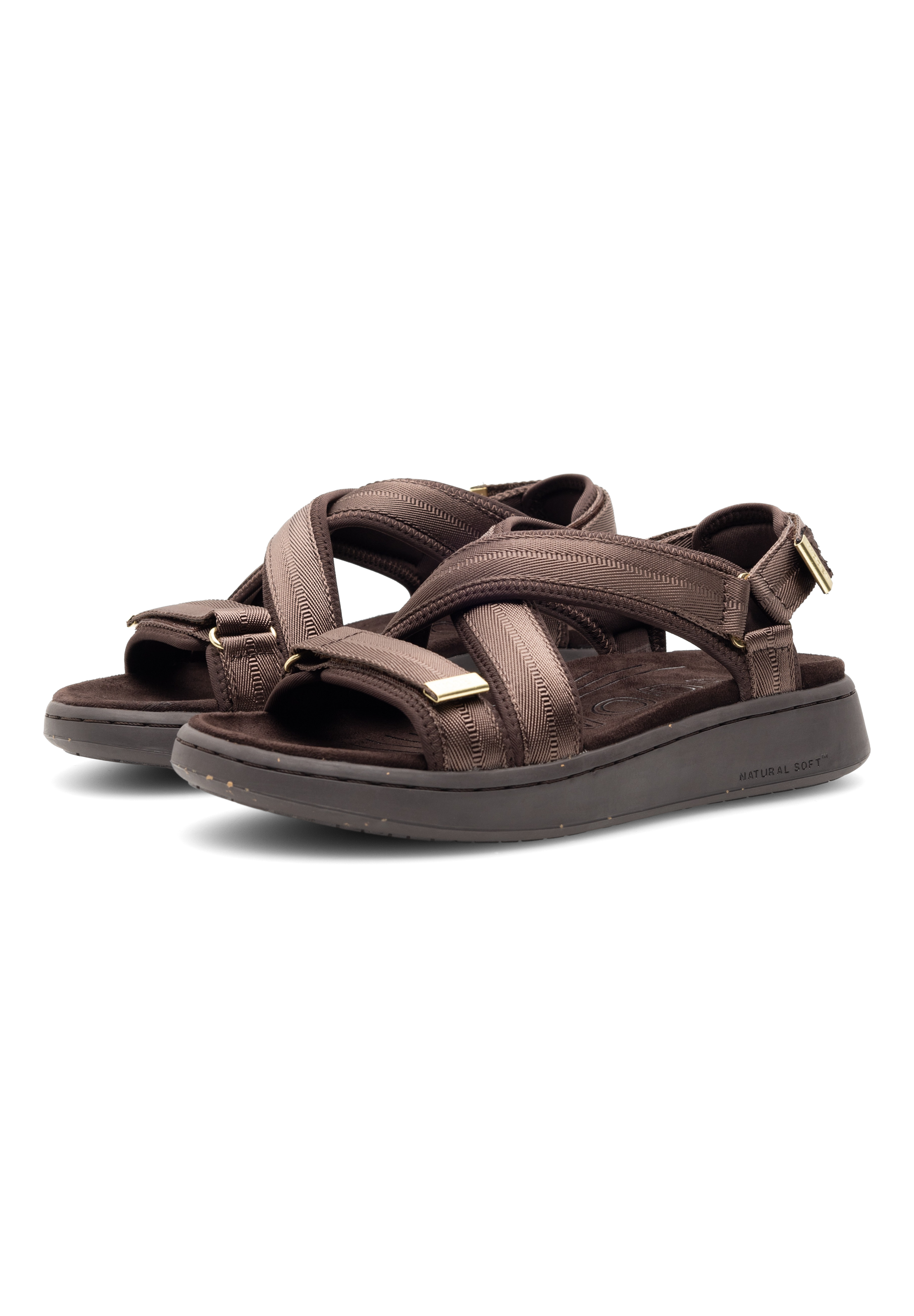 WODEN Line Cross Sandals 063 Chocolate