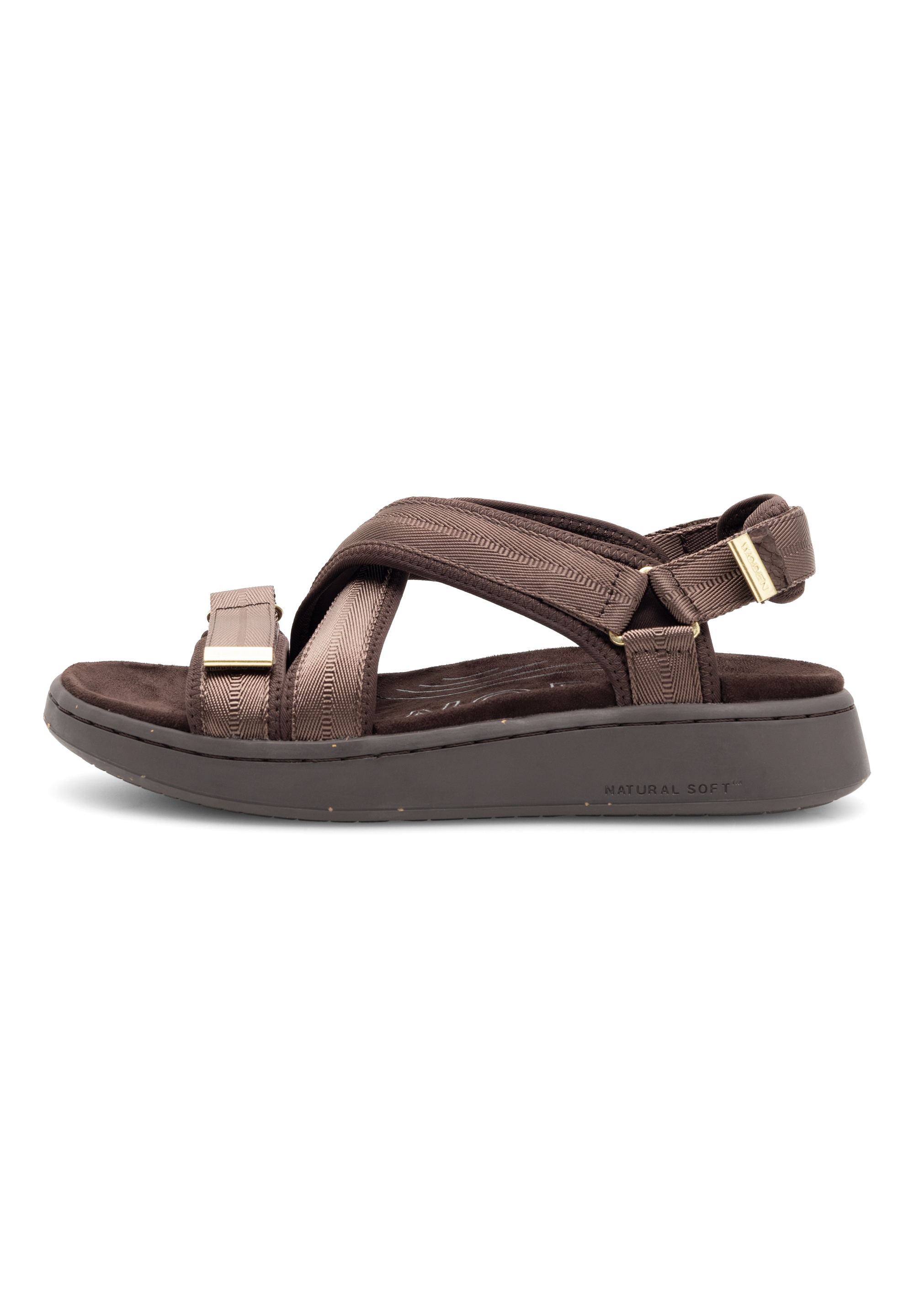 WODEN Line Cross Sandals 063 Chocolate