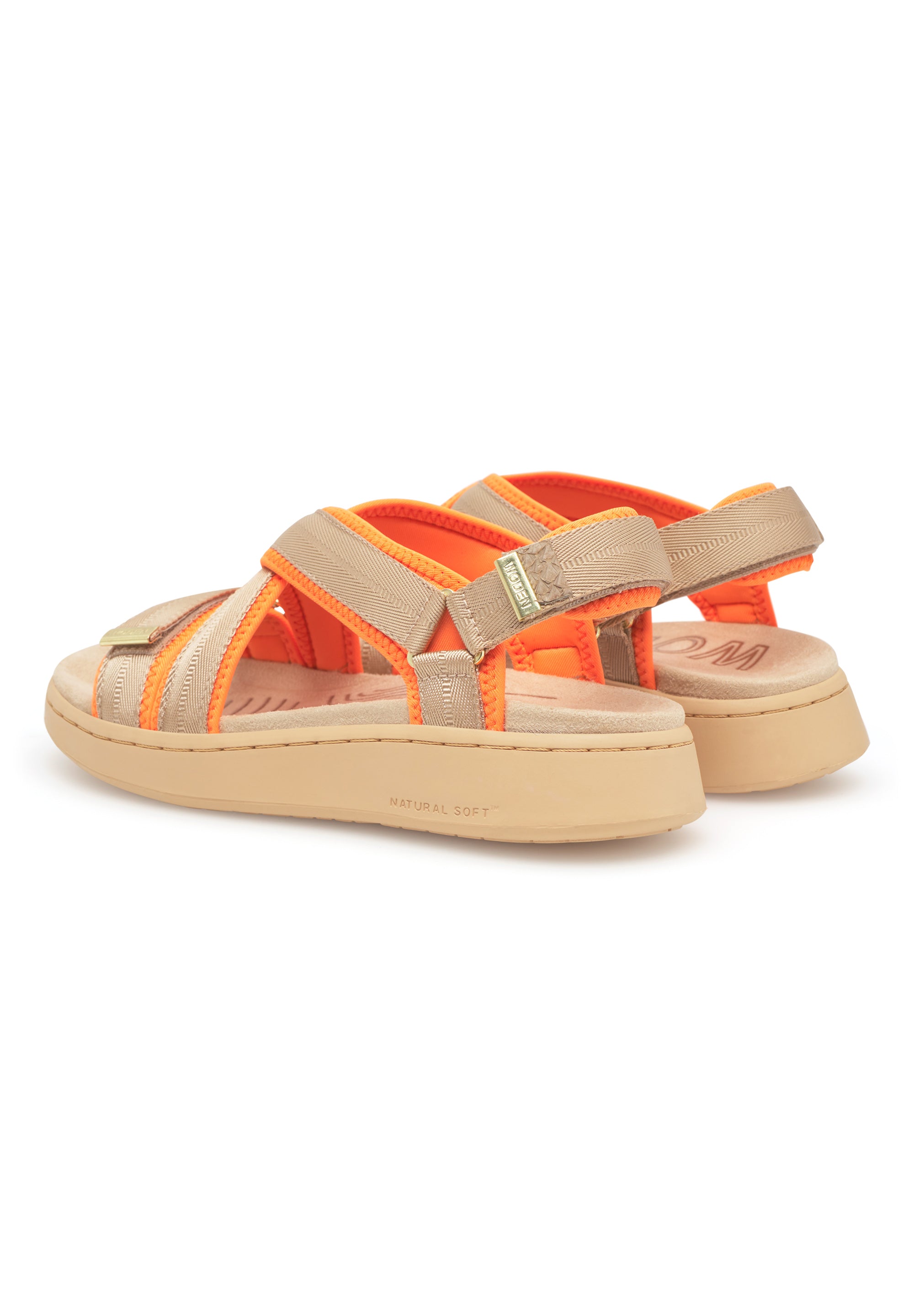 WODEN Line Cross Sandals 852 Coffee Cream