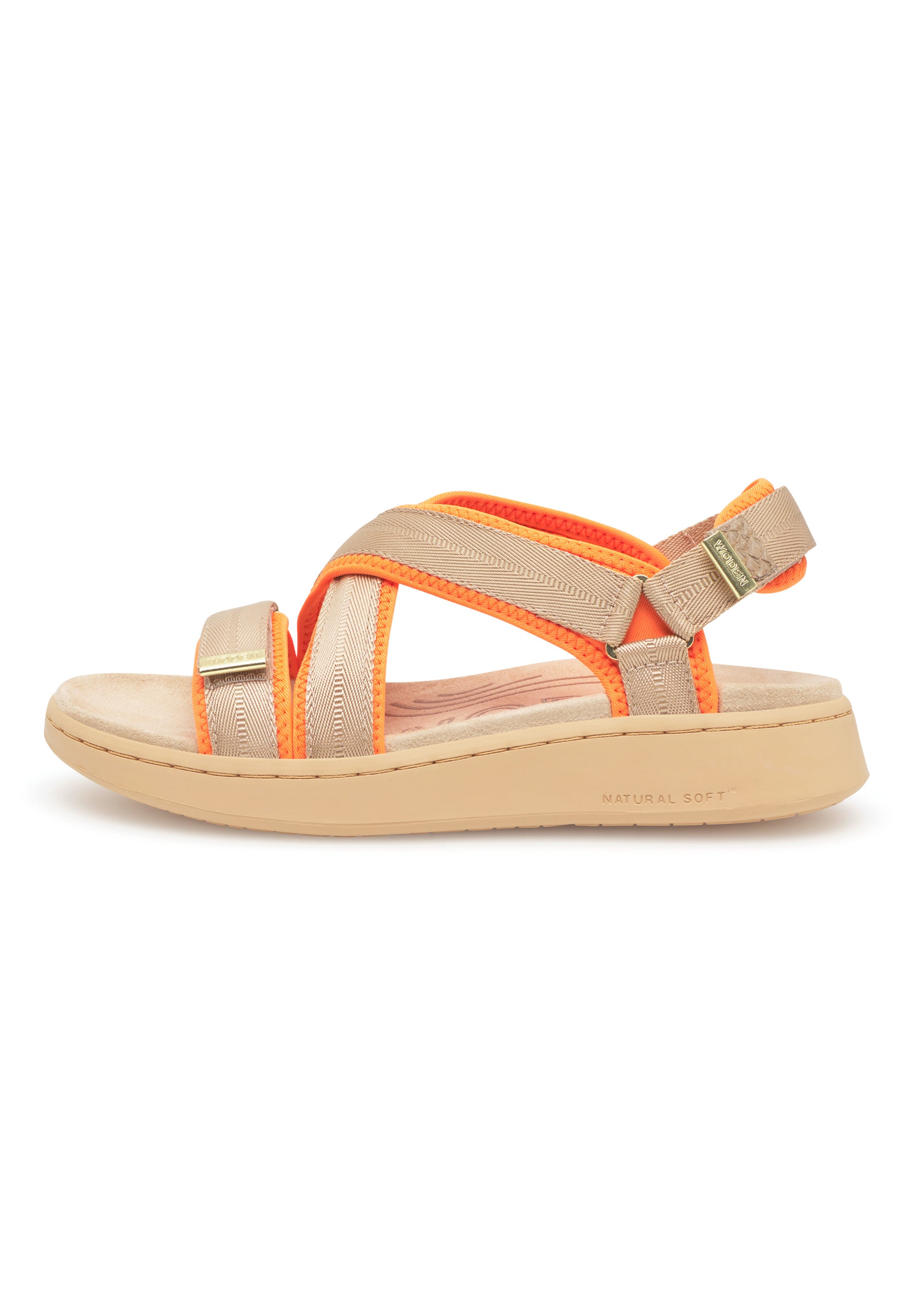 WODEN Line Cross Sandals 852 Coffee Cream