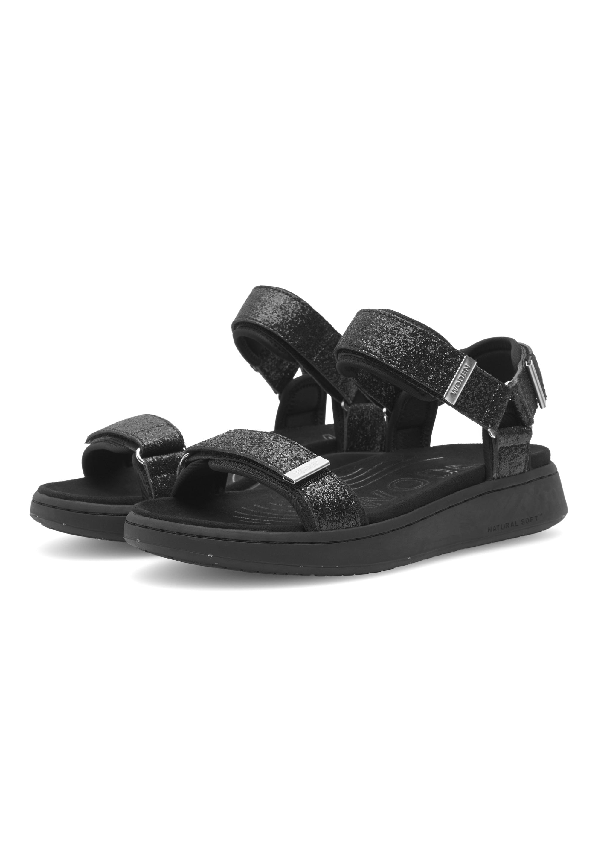 WODEN Line Glitter Sandals 020 Black