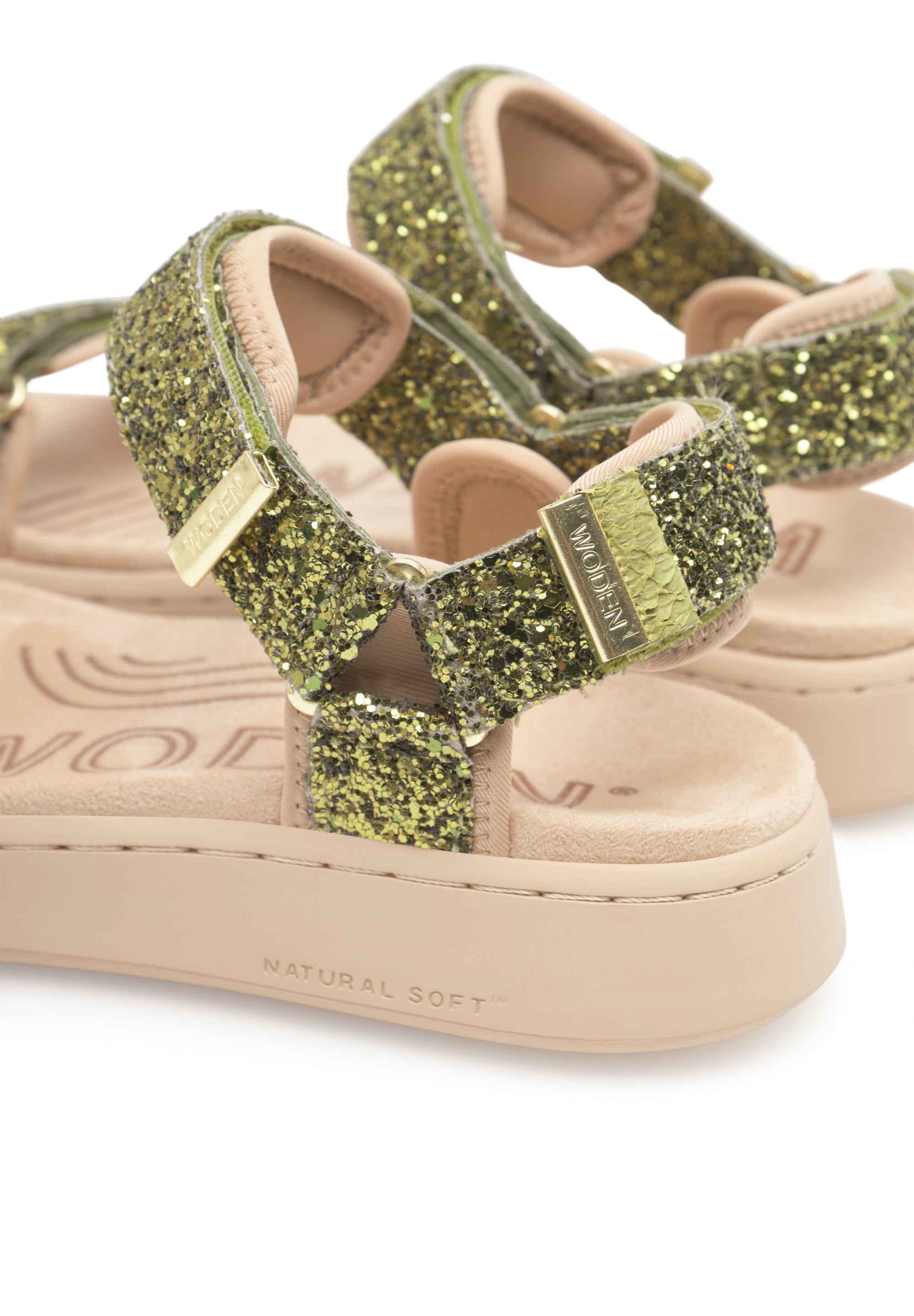 WODEN Line Glitter Sandals 279 Bambus Green