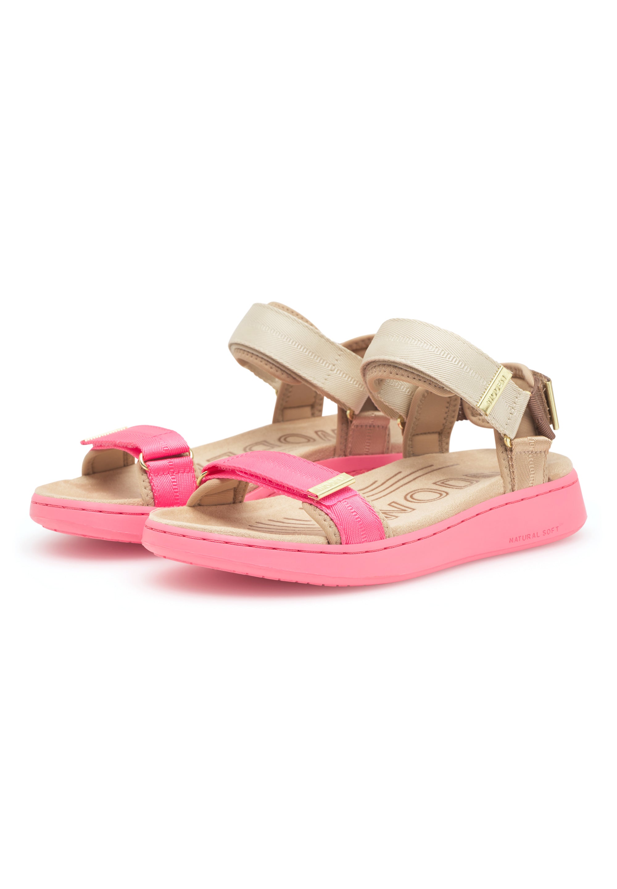 WODEN Line Tricolor Sandals 377 Raspberry Multi