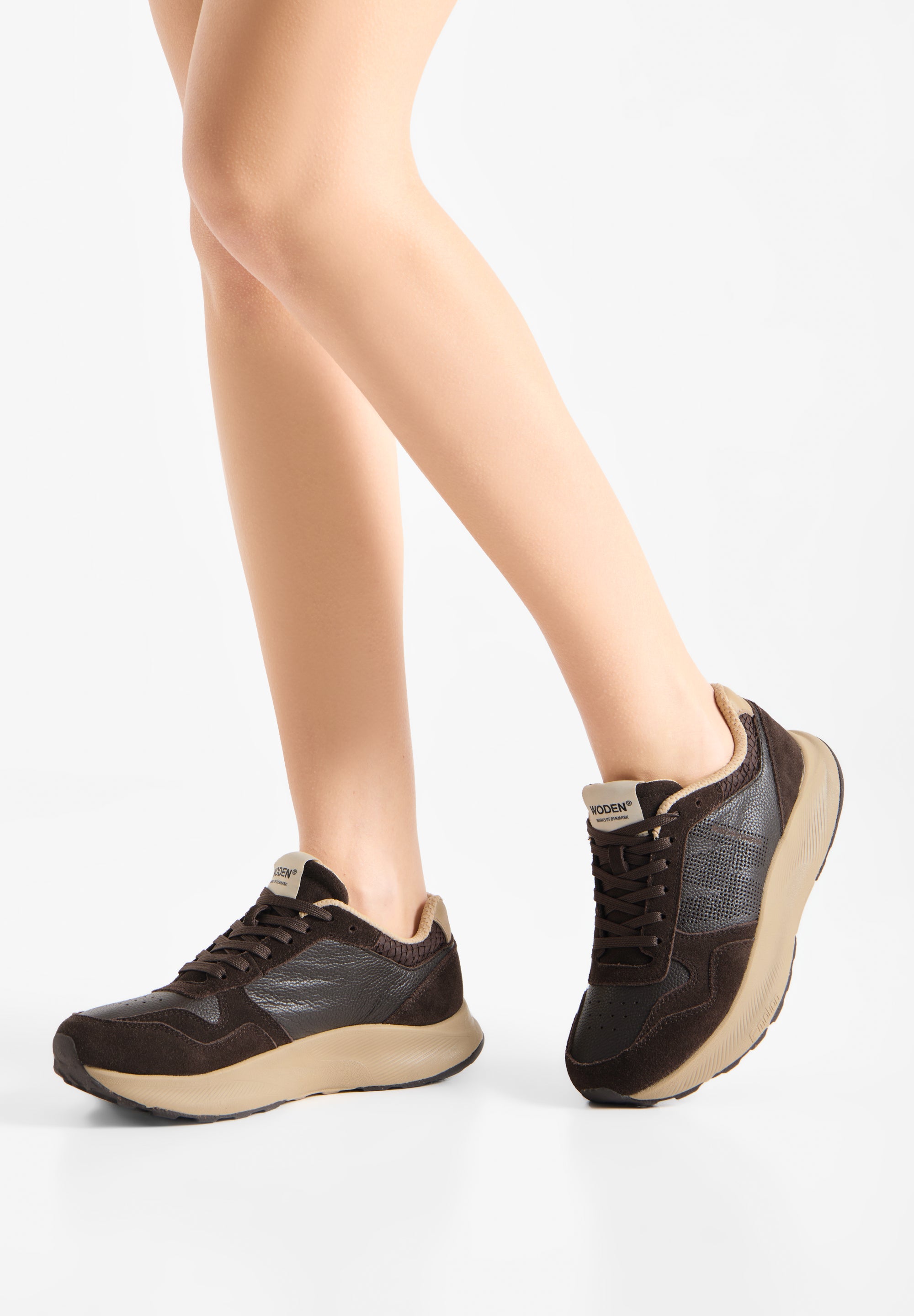 WODEN Mathilde Runner Leather Sneakers 063 Chocolate