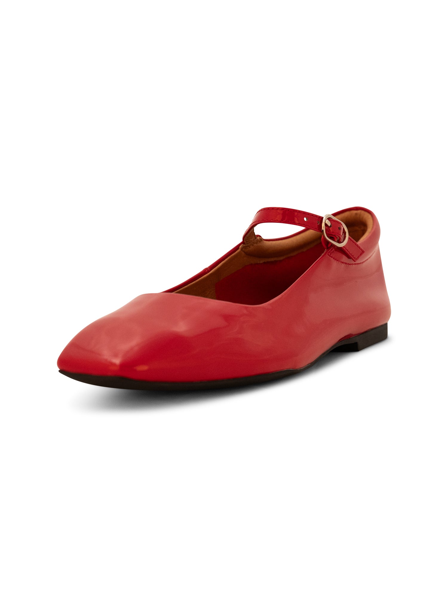 WODEN STB WOMENS Maya Patent Ballerina 123 Fire Red