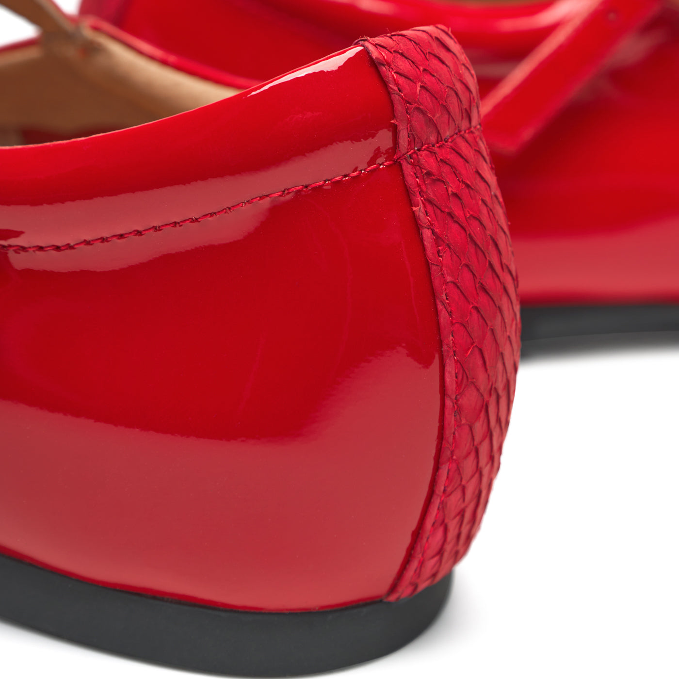 WODEN STB WOMENS Maya Patent Ballerina 123 Fire Red