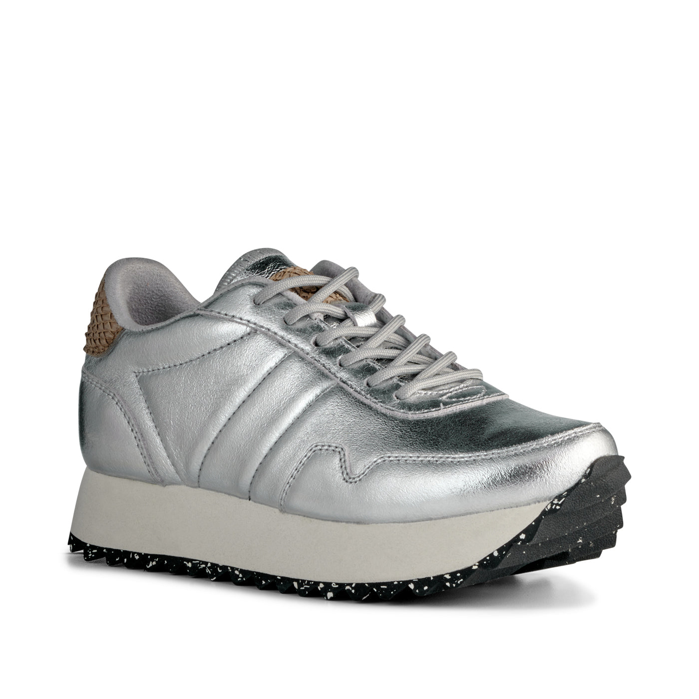 WODEN Nora III Plateau Metallic Leather Sneakers 039 Silver