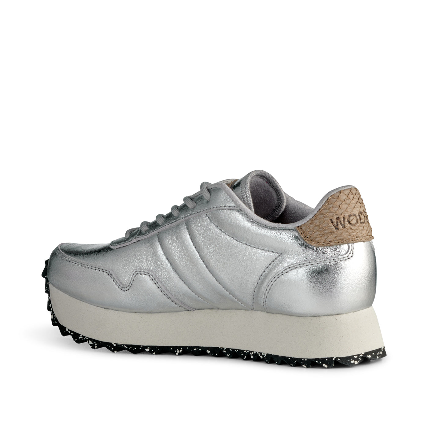 WODEN Nora III Plateau Metallic Leather Sneakers 039 Silver