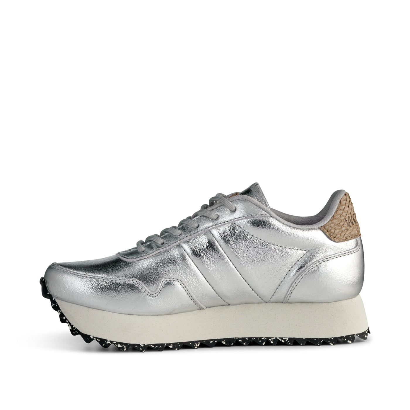 WODEN Nora III Plateau Metallic Leather Sneakers 039 Silver