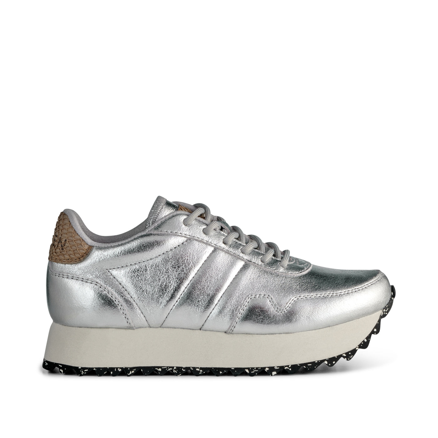 WODEN Nora III Plateau Metallic Leather Sneakers 039 Silver