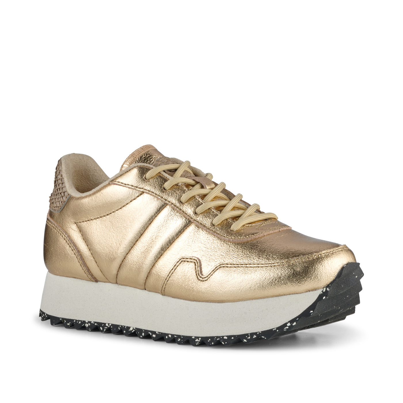 WODEN Nora III Plateau Metallic Leather Sneakers 045 Gold
