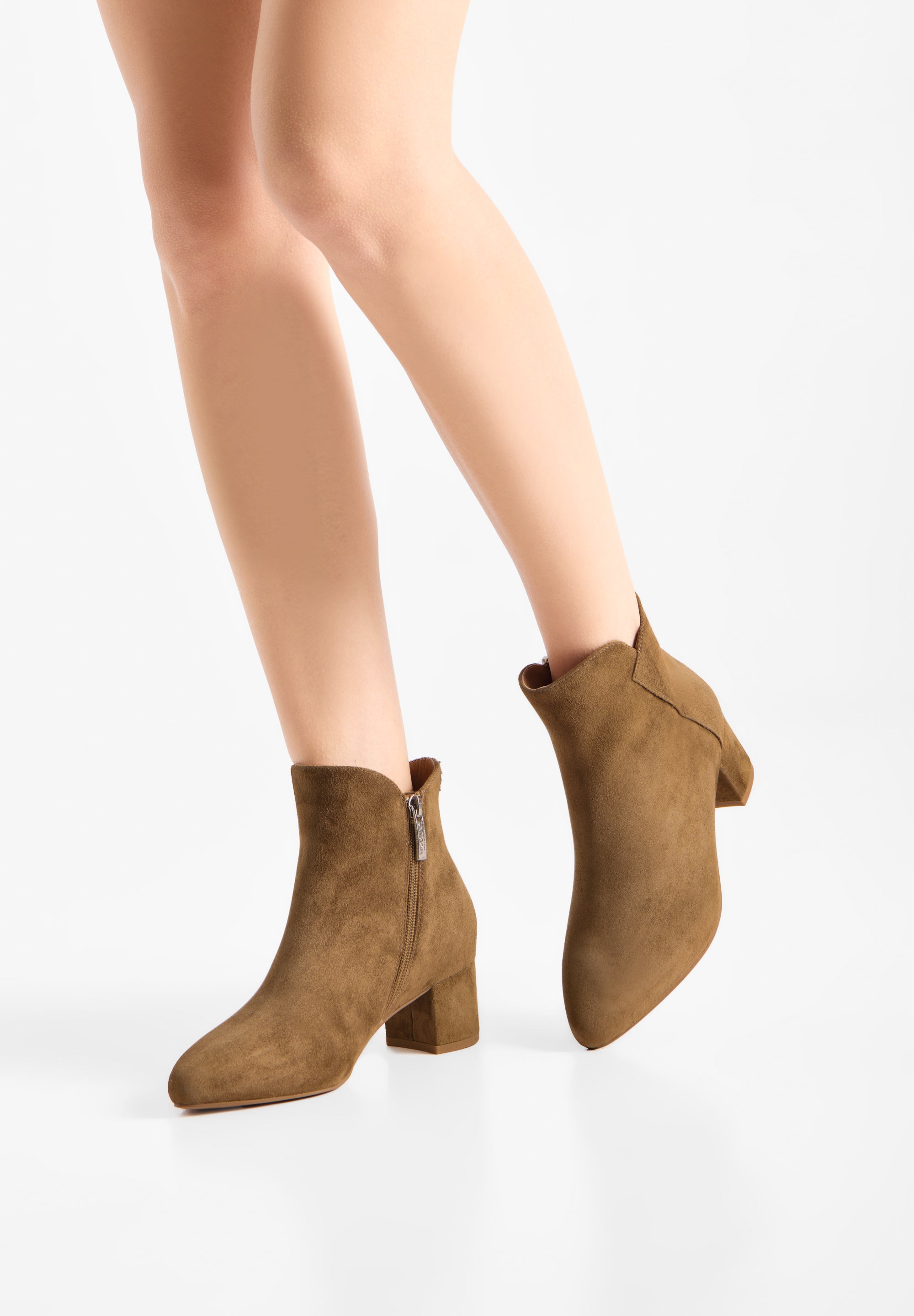 WODEN Saga Block Heeled Boots 703 Khaki