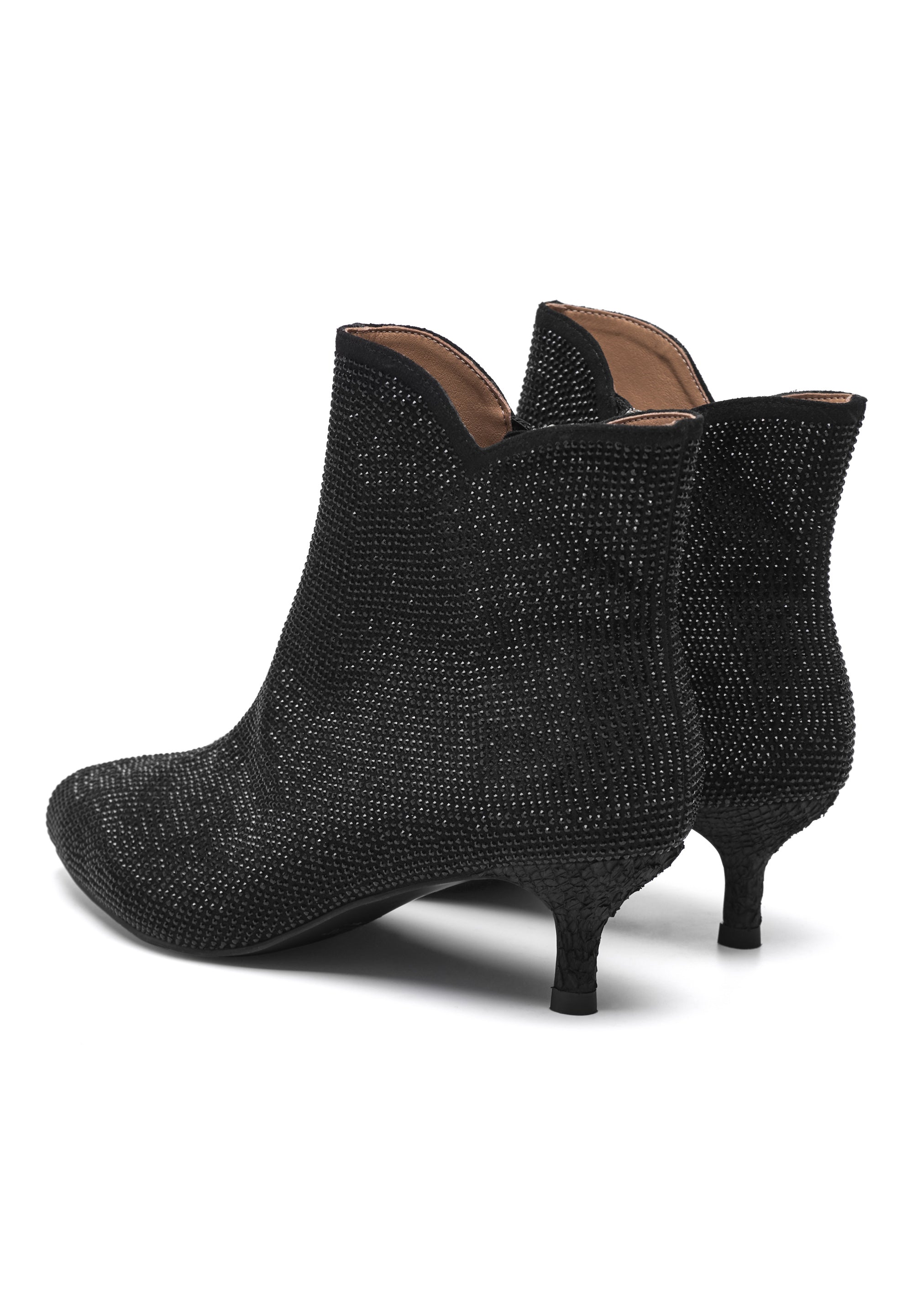 WODEN STB WOMENS Saga Zip Crystal Heels 021 Black/Black
