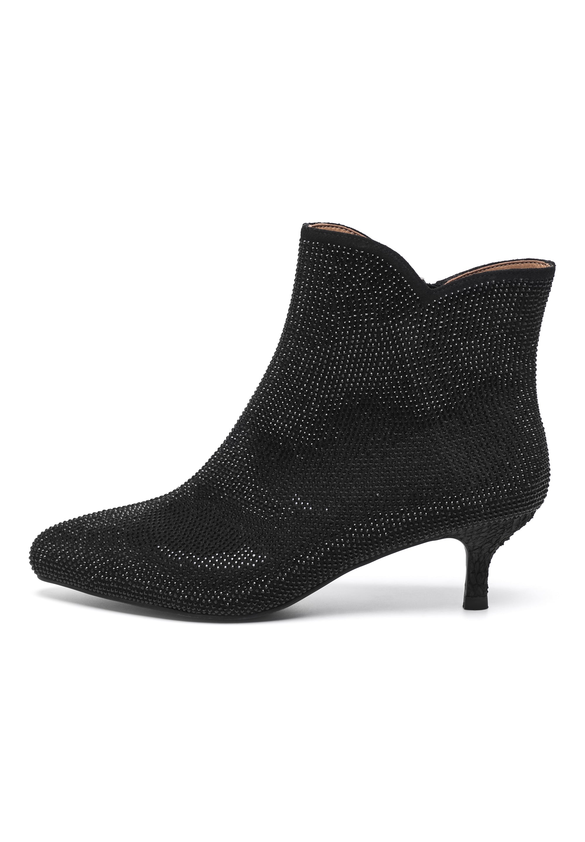 WODEN STB WOMENS Saga Zip Crystal Heels 021 Black/Black