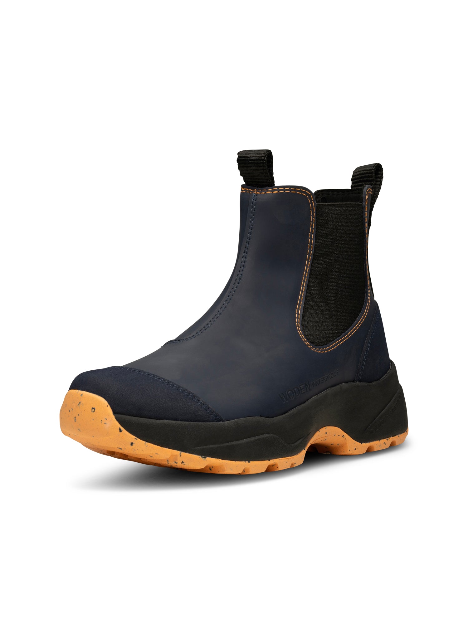 WODEN Siri Waterproof Rubber Boots 1002 Dark Navy/Papaya