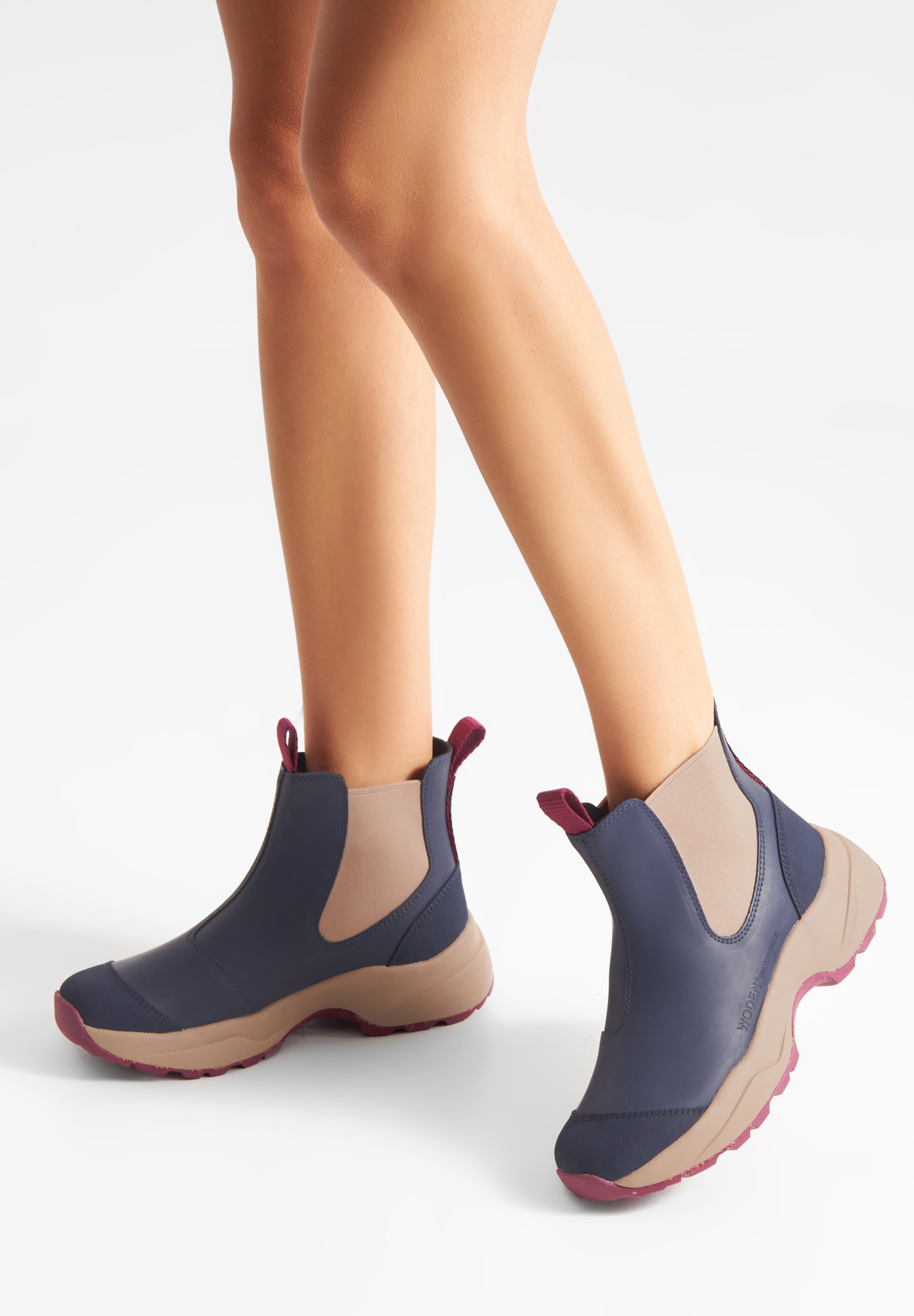 WODEN Siri Waterproof Rubber Boots 286 Dark Navy/Taupe
