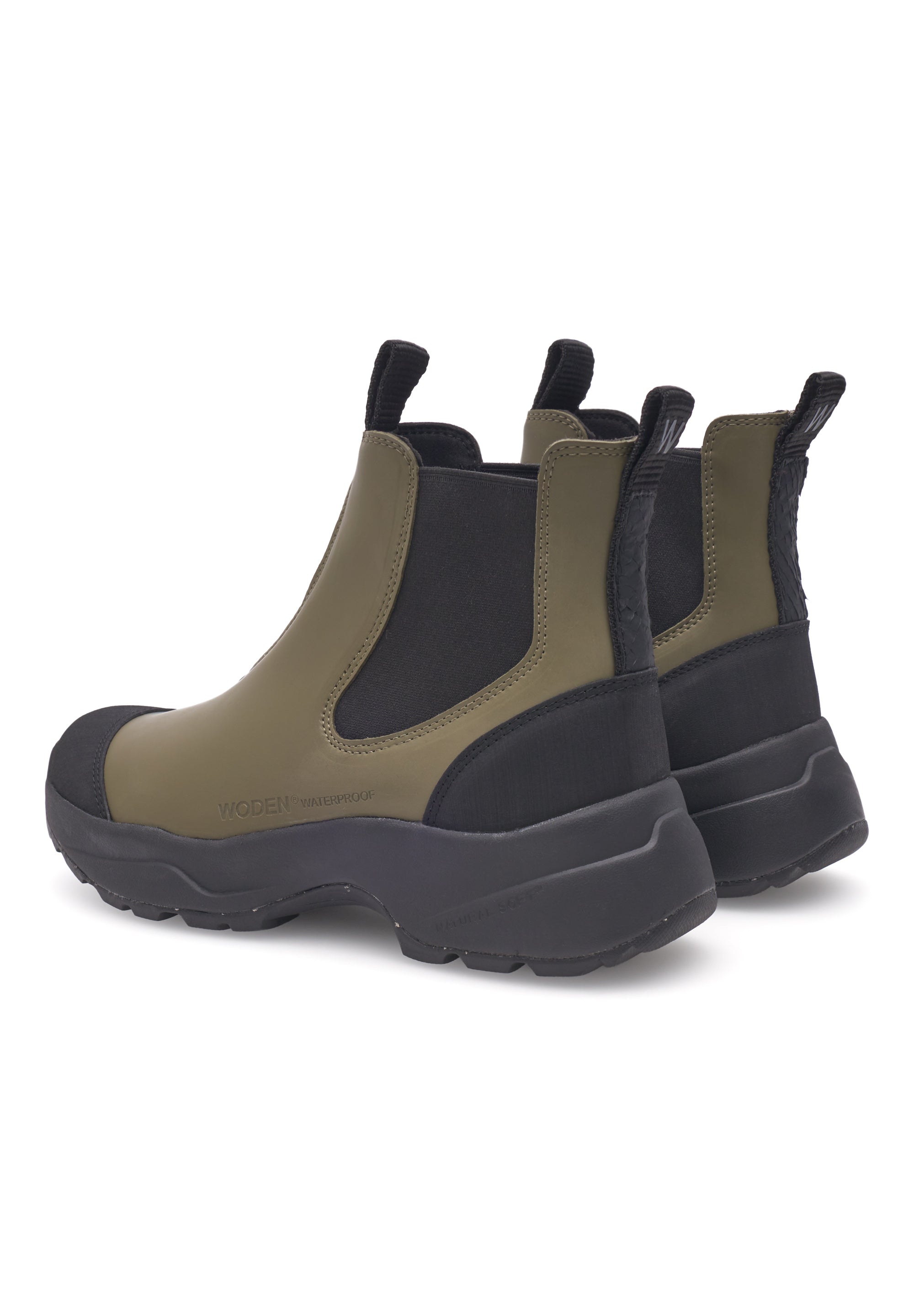 WODEN Siri Waterproof Rubber Boots 786 Dark Olive/Black