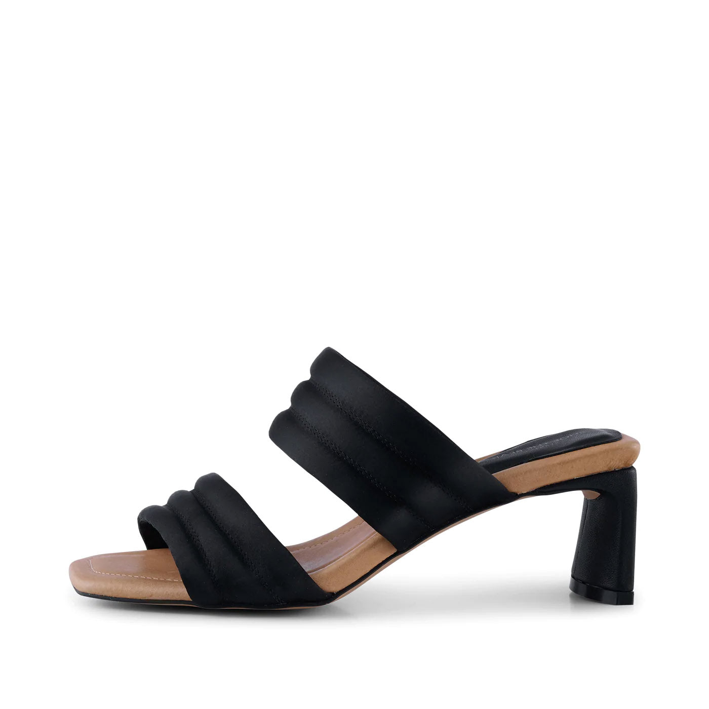 SHOE THE BEAR WOMENS Sylvi hæl tekstil Heel Sandals 821 BLACK SATIN