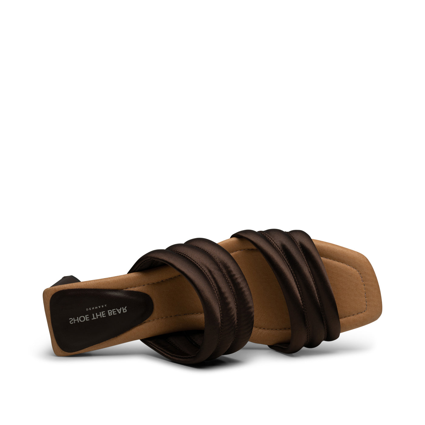 SHOE THE BEAR WOMENS Sylvi hæl tekstil Heel Sandals 869 BROWN SATIN