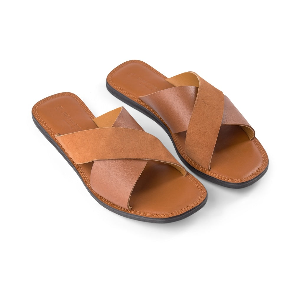 SHOE THE BEAR WOMENS Tao Slide Flat Sandals 135 TAN
