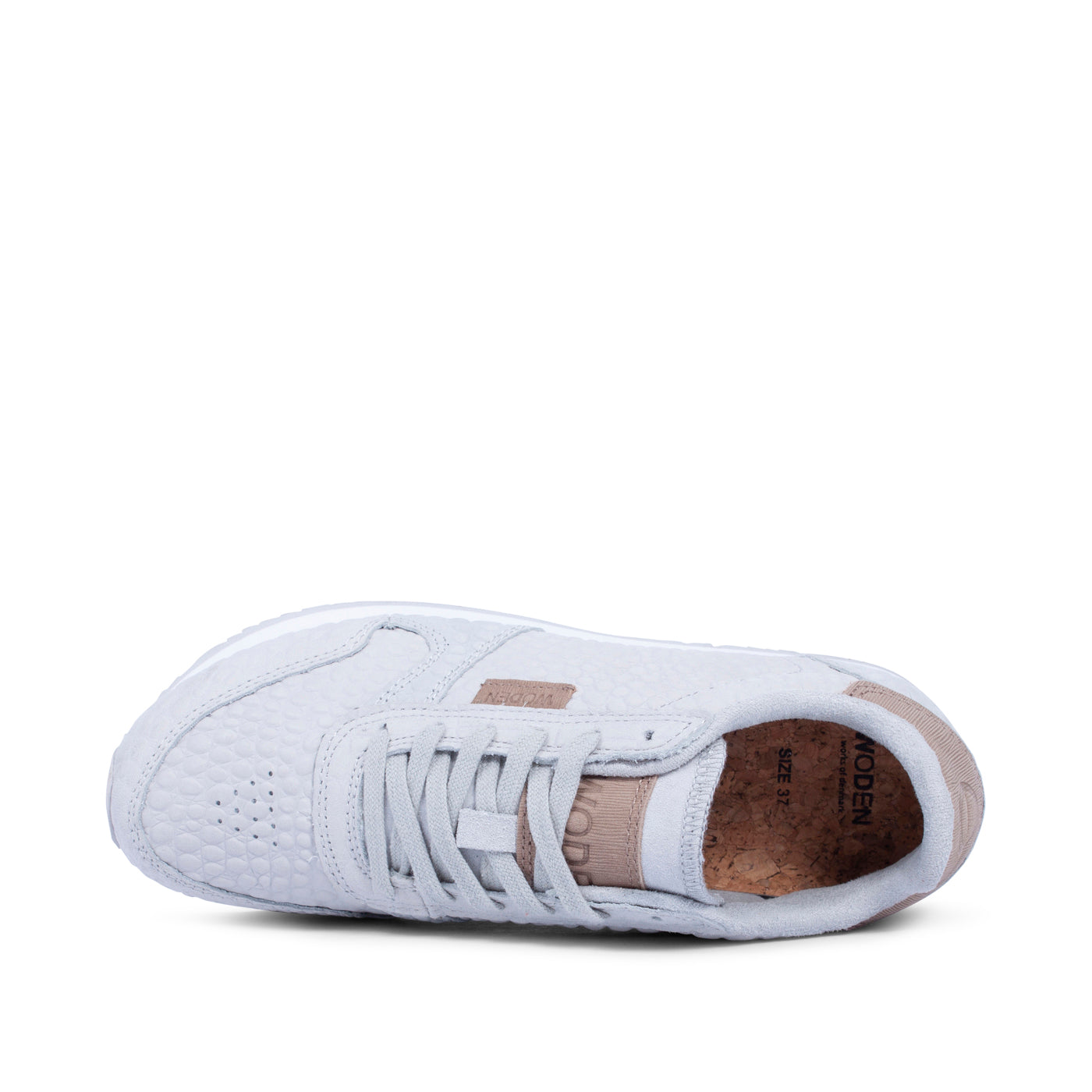 WODEN Ydun Stamped Leather Sneakers 049 Sea Fog Grey