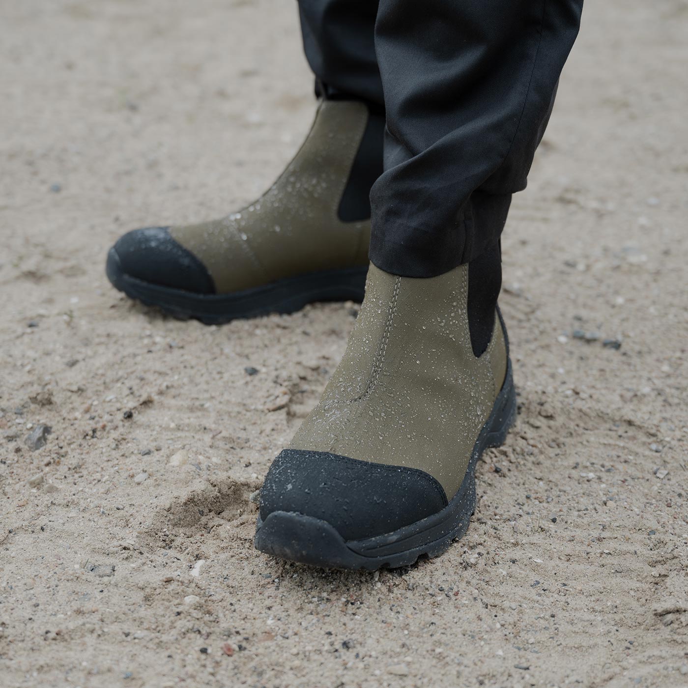 WODEN MENS Melvin Track Waterproof Rubber Boots 786 Dark Olive/Black