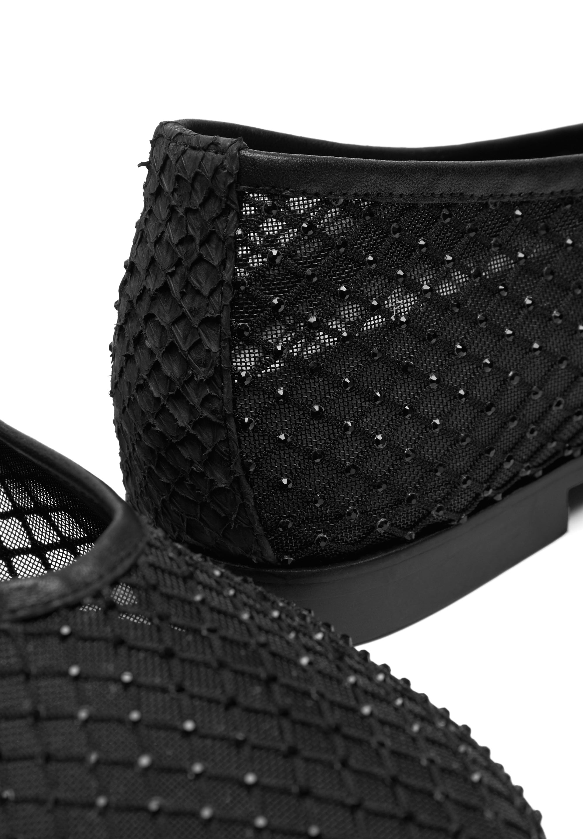 WODEN STB WOMENS Adeline Fishnet Ballerina 020 Black