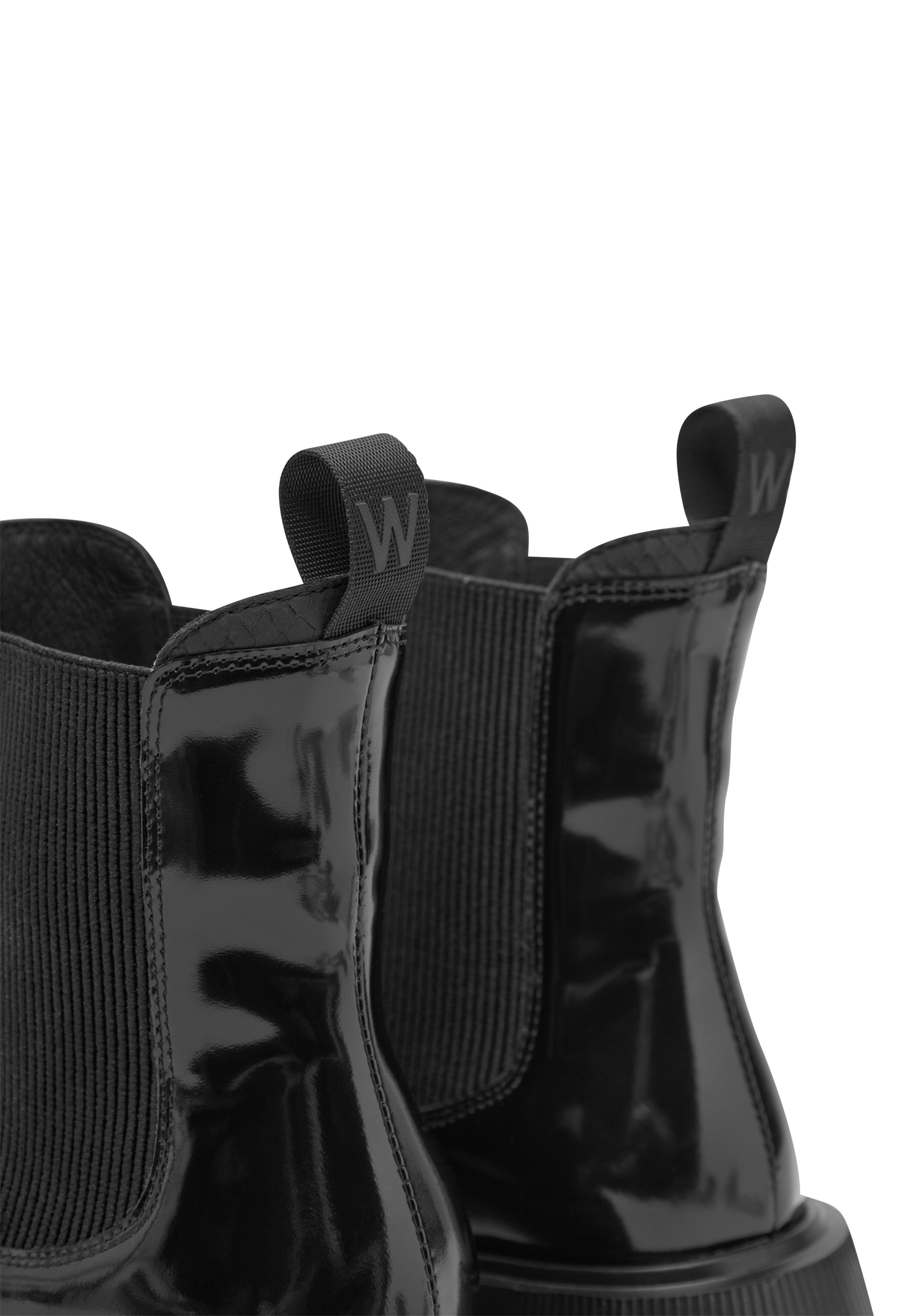 WODEN STB WOMENS Aya Patent Boots 020 Black