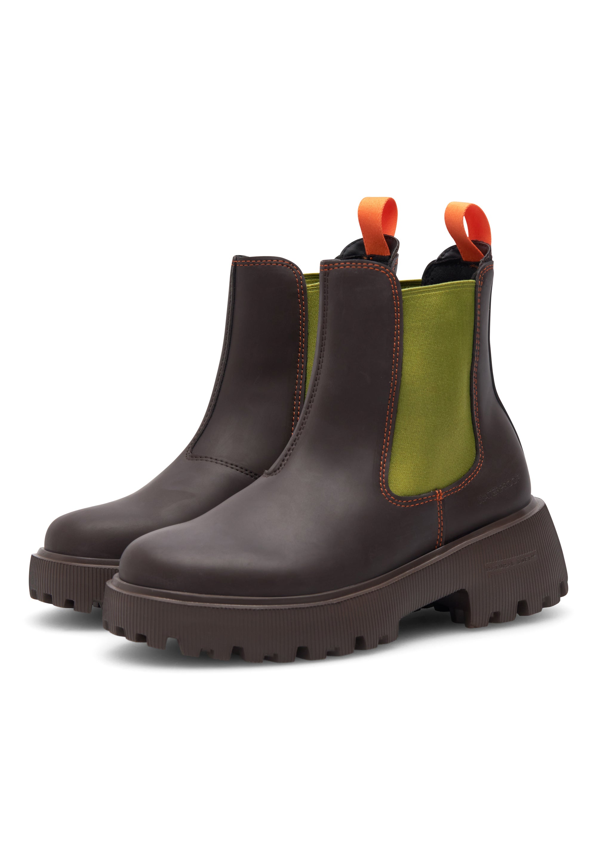 WODEN Aya Waterproof Rubber Boots 287 Chocolate/Bambus Green