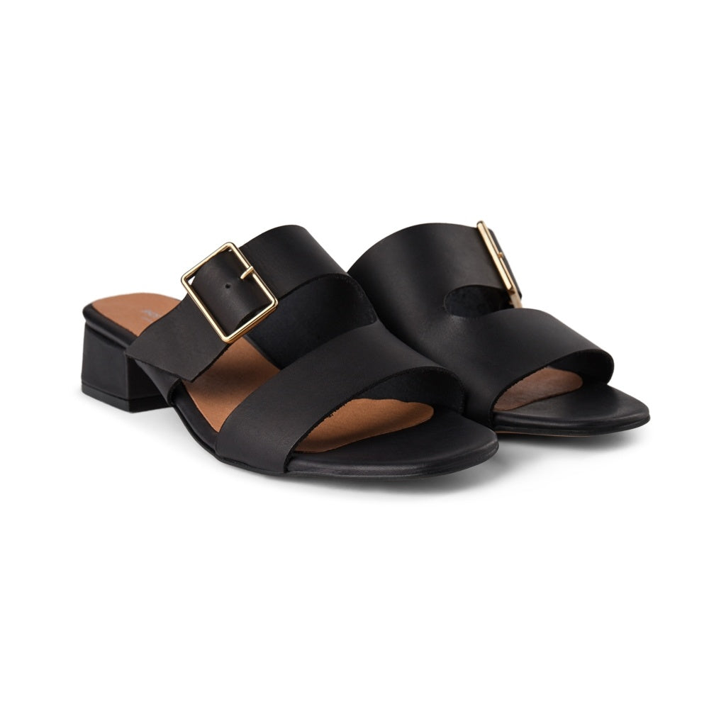 SHOE THE BEAR WOMENS Cala Buckle Mule Heeled Sandals 110 BLACK