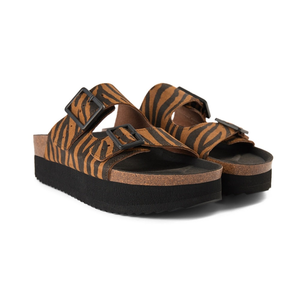 SHOE THE BEAR MENS Cara Platform Slip-in Flat Sandals 130 BROWN