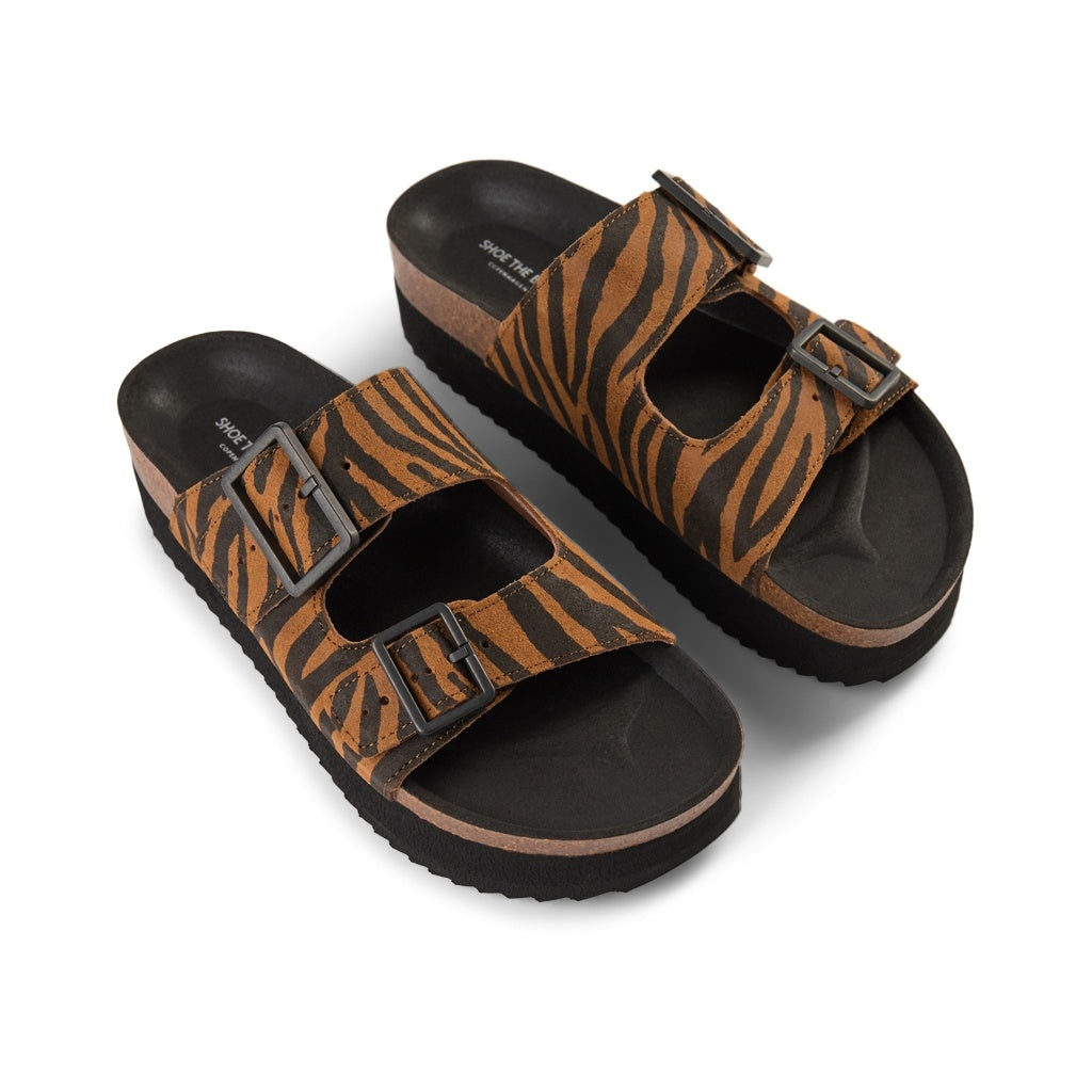SHOE THE BEAR MENS Cara Platform Slip-in Flat Sandals 130 BROWN