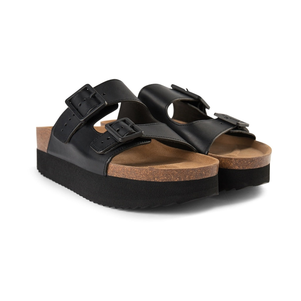 SHOE THE BEAR WOMENS Cara Platform Slip-in Flat Sandals 110 BLACK